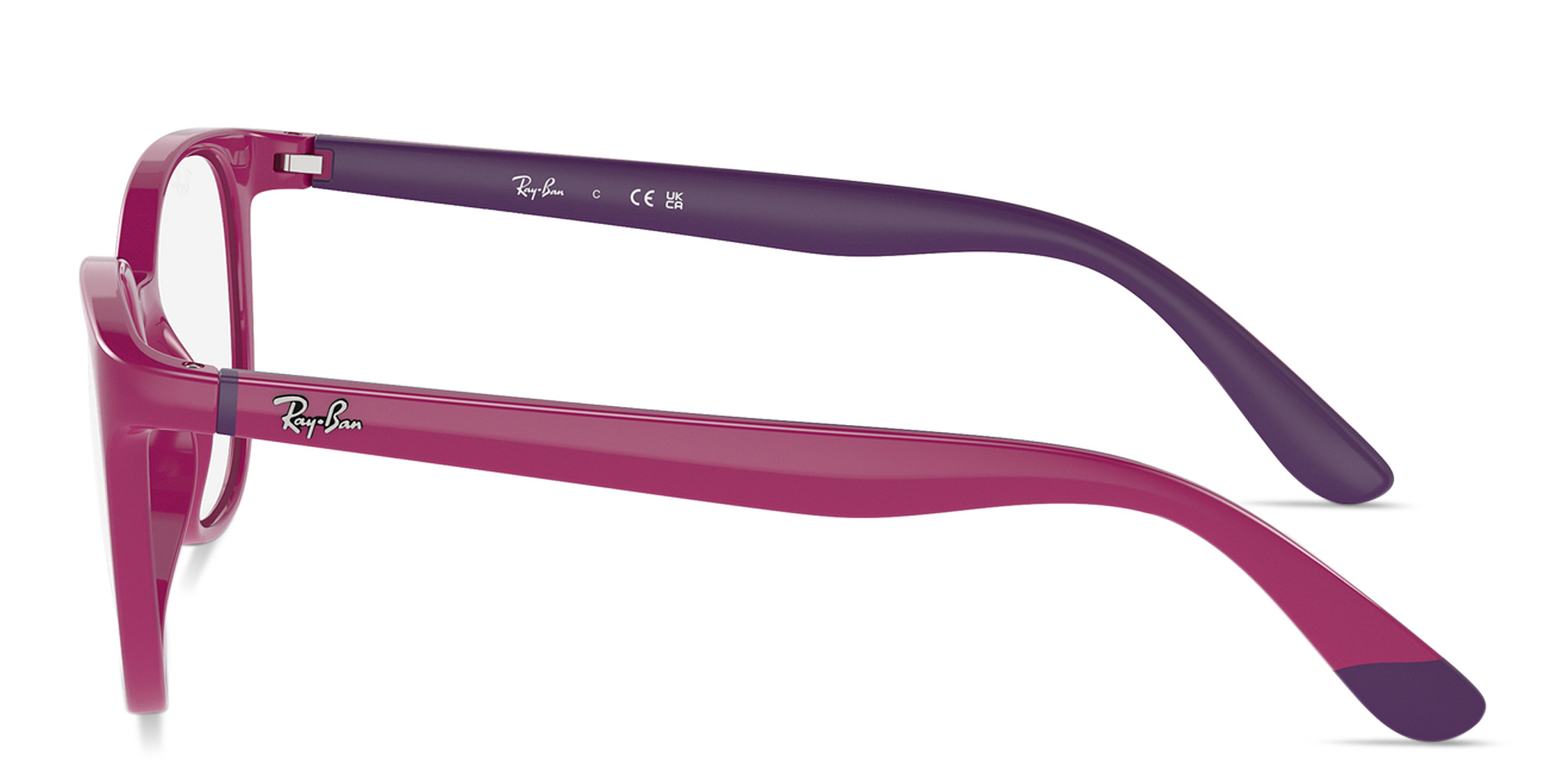 Shop Ray-Ban Junior Optics Kids Bio-Based Panthos Eyeglasses in Fucsia On Rubber Violet online.