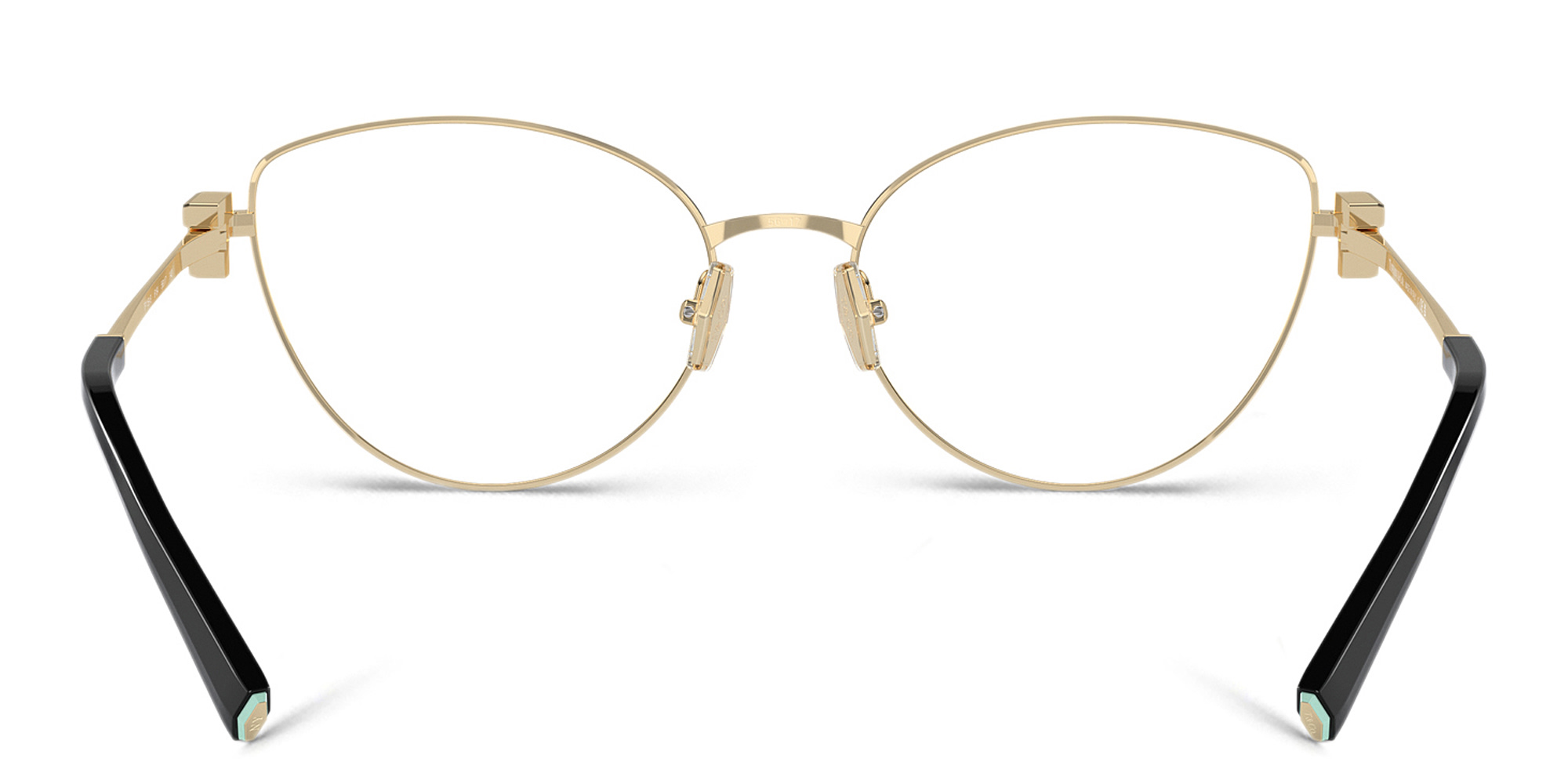 Shop TIFFANY T Motif Cat-Eye Eyeglasses in Black On Pale Gold online.