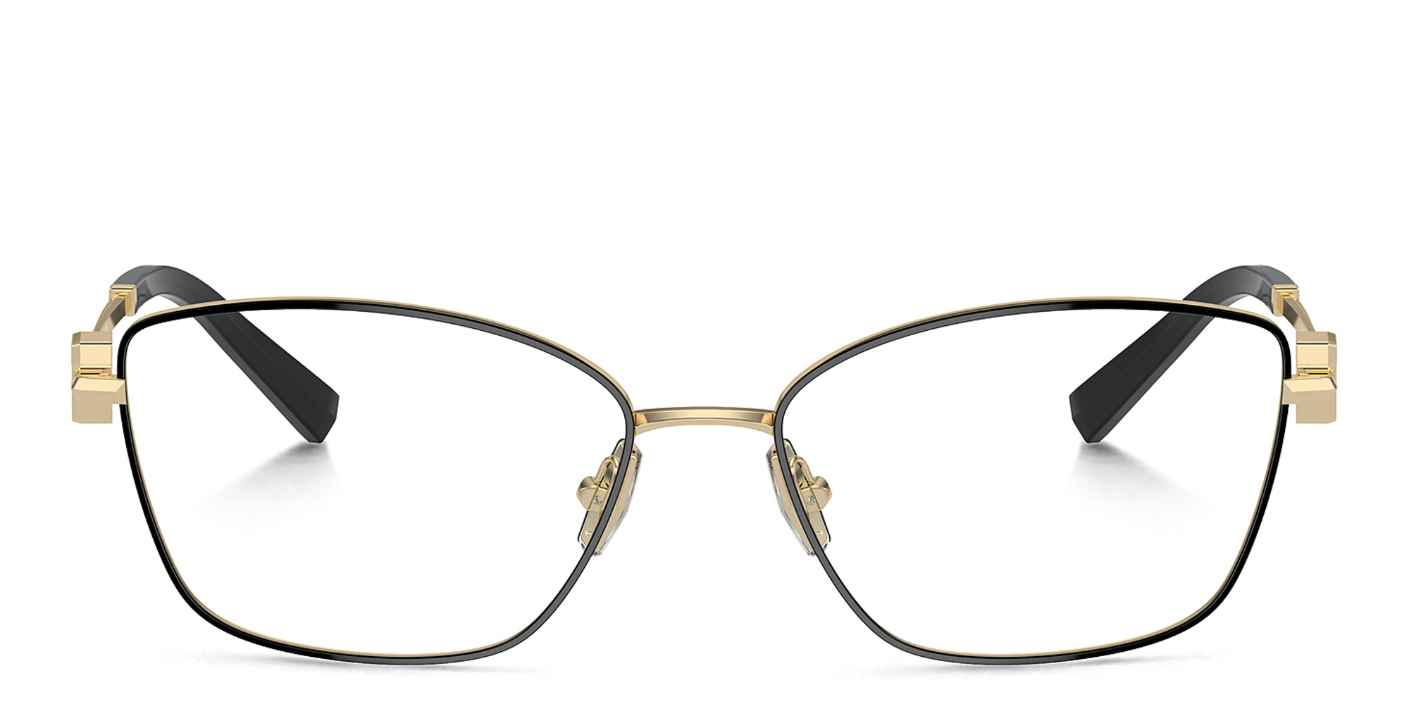 Shop TIFFANY T Motif Butterfly Eyeglasses in Black On Pale Gold online.