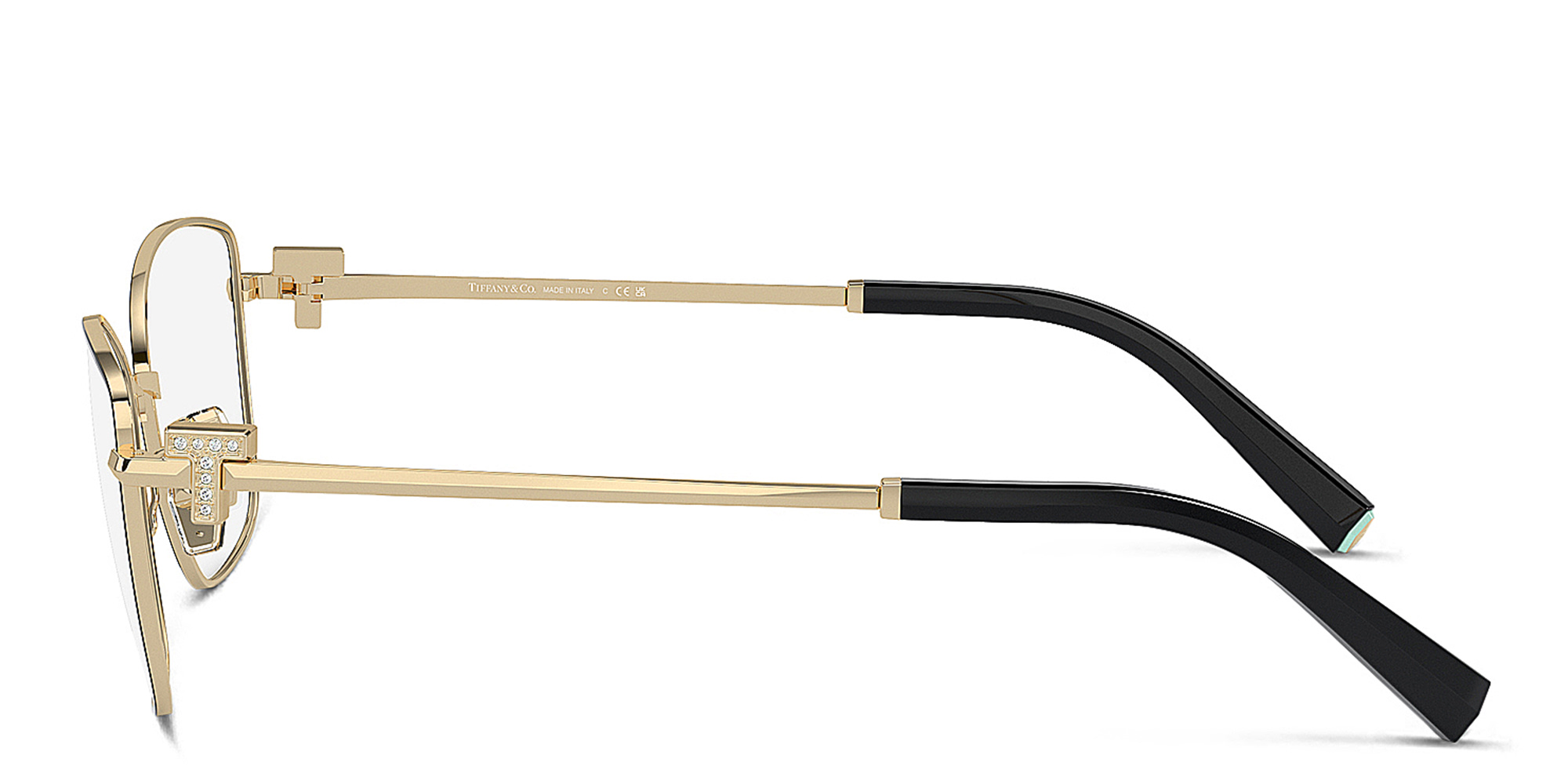 Shop TIFFANY T Motif Butterfly Eyeglasses in Black On Pale Gold online.