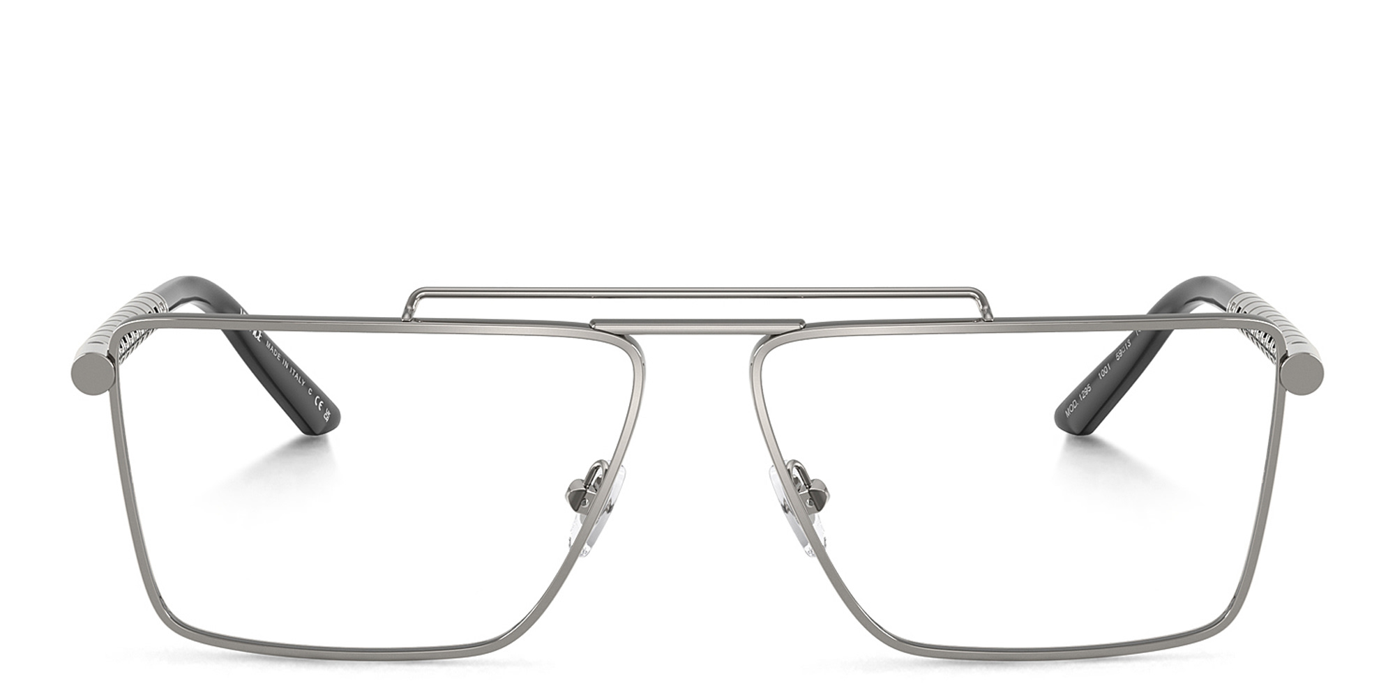 VERSACE Greca Wide Rectangle Eyeglasses in Gunmetal – Product Photo 1