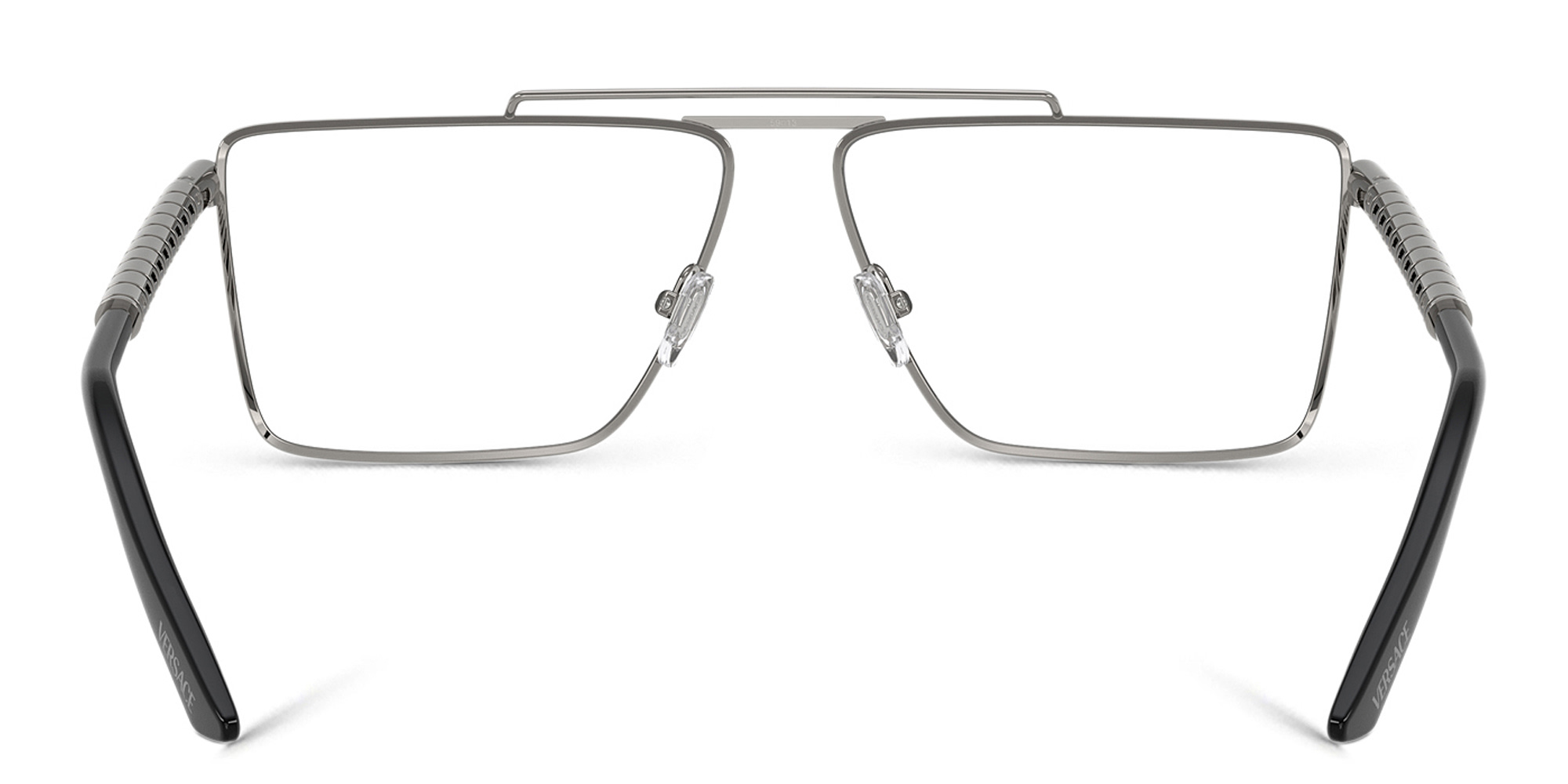 VERSACE Greca Wide Rectangle Eyeglasses in Gunmetal – Product Photo 4