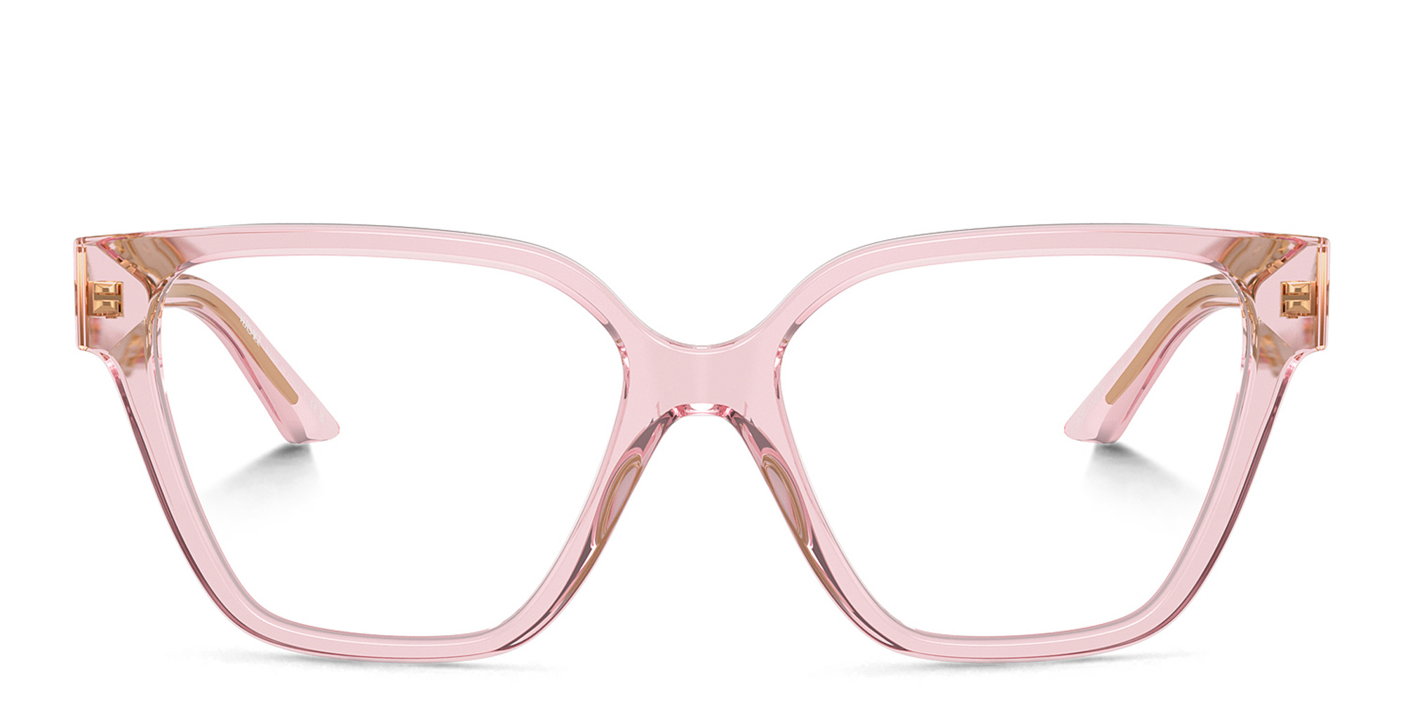 VERSACE Medusa Irregular Eyeglasses in Transparent Pink – Product Photo 1