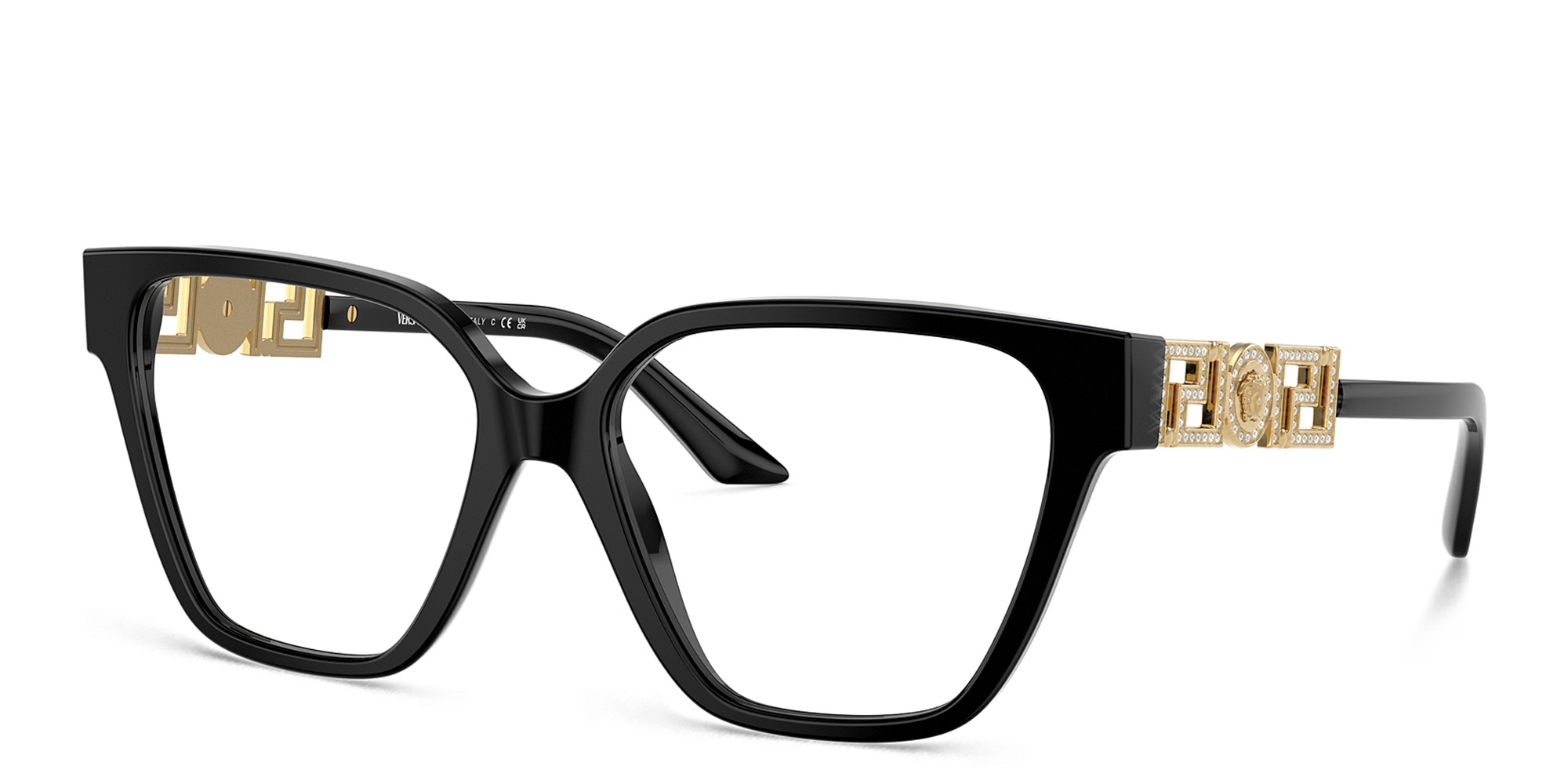 VERSACE Medusa Square Eyeglasses in Black – Product Photo 2