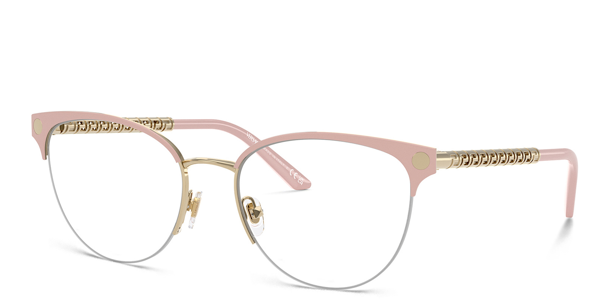 VERSACE Greca Half-Rim Cat-Eye Eyeglasses in Pink – Product Photo 2
