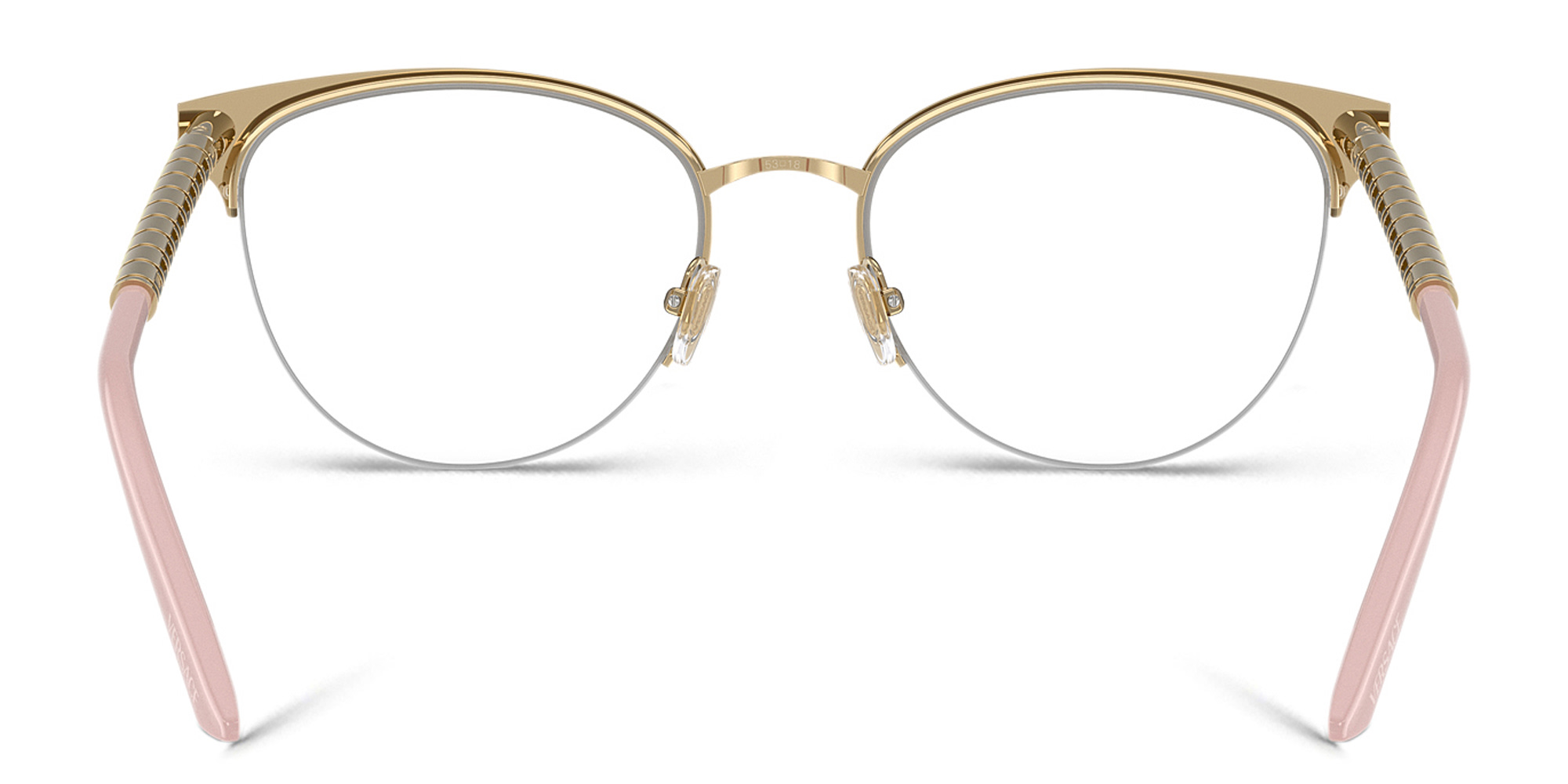 VERSACE Greca Half-Rim Cat-Eye Eyeglasses in Pink – Product Photo 4