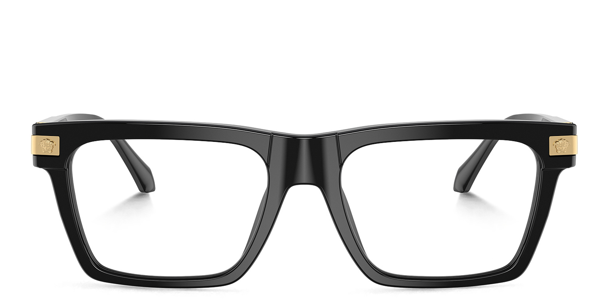 VERSACE Medusa Wide Rectangle Eyeglasses in Black – Product Photo 1