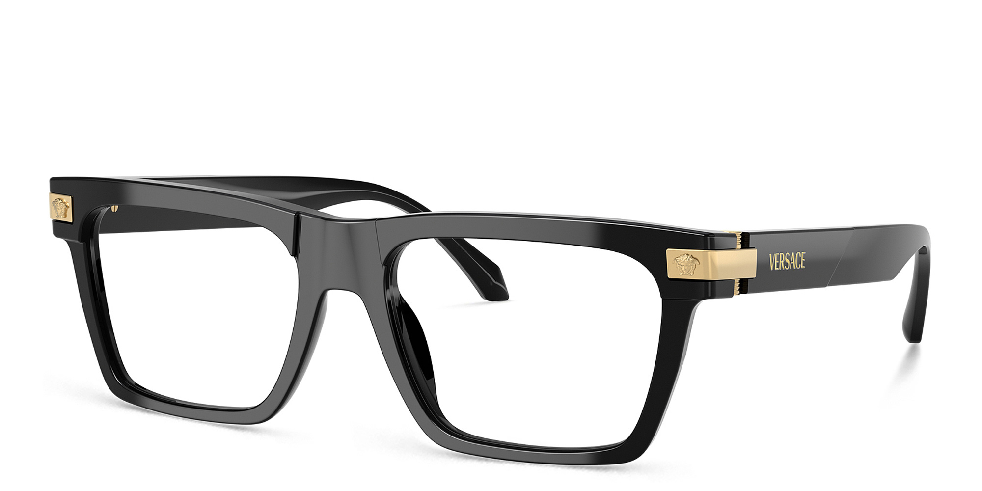 VERSACE Medusa Wide Rectangle Eyeglasses in Black – Product Photo 2