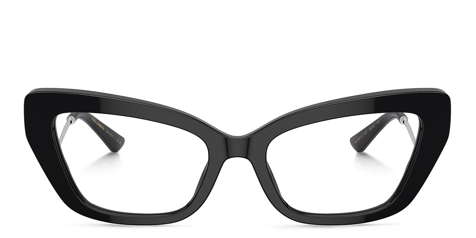 Dolce & Gabbana Rhinestone DG Motif Wide Cat-Eye Eyeglasses in Black – Product Photo 1