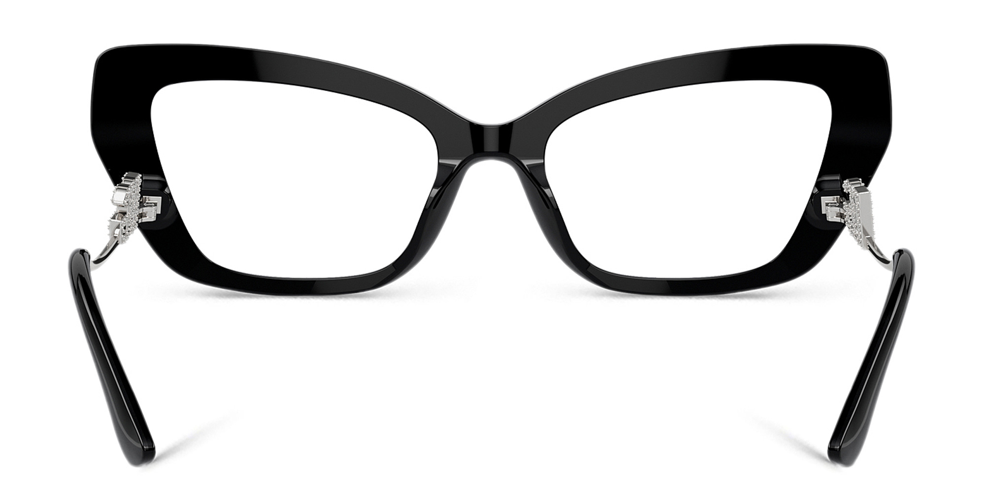 Dolce & Gabbana Rhinestone DG Motif Wide Cat-Eye Eyeglasses in Black – Product Photo 4