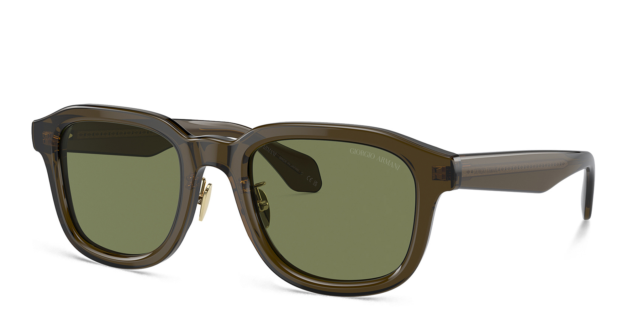 Shop GIORGIO ARMANI Logo Square Sunglasses in Green online.