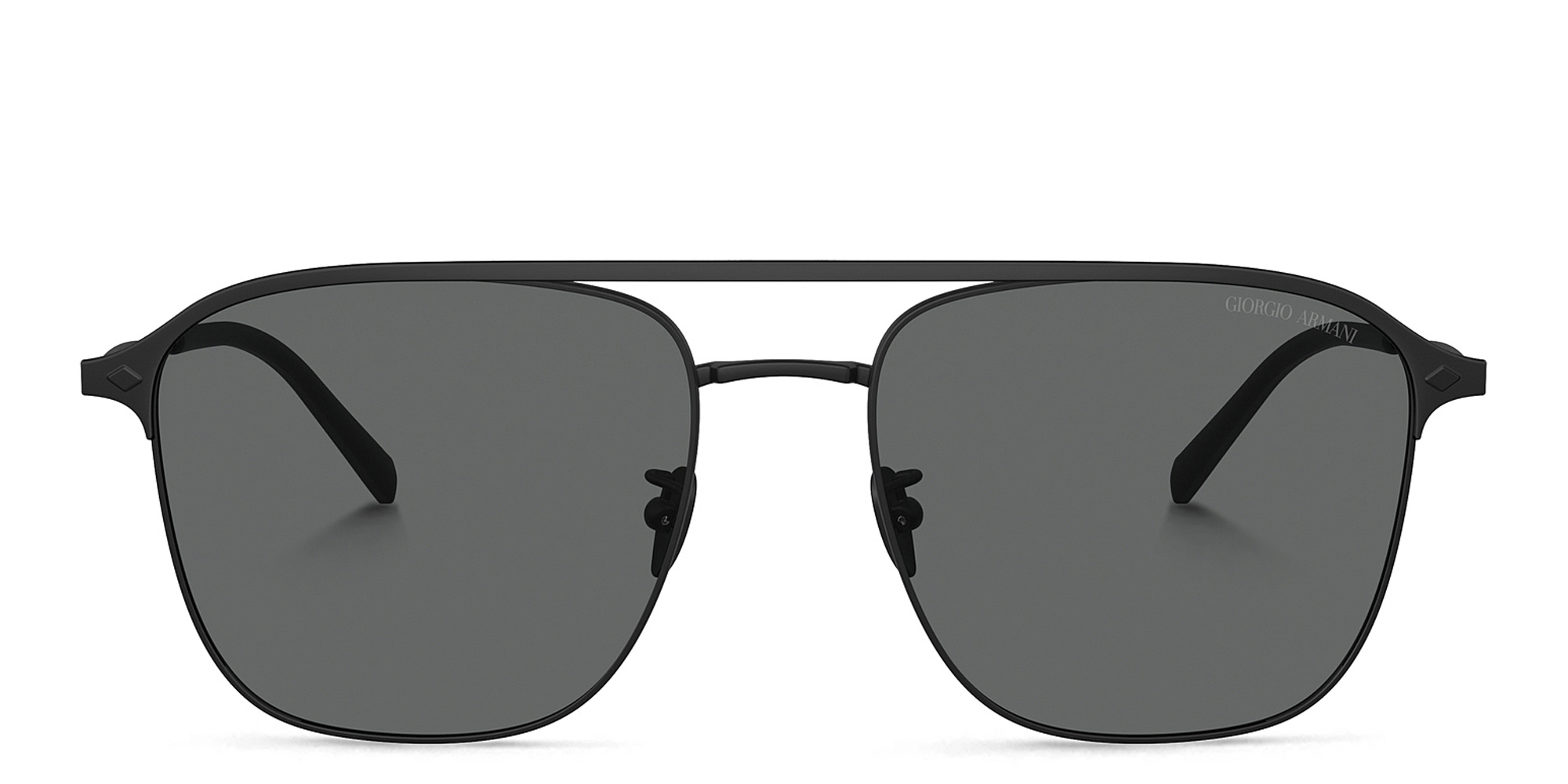 نظارات شمسية مربّعة بشعار العلامة من جورجو أرماني بلون أسود مطفي - صورة المنتج 1