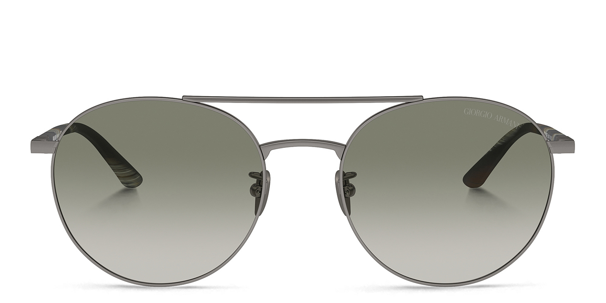 Shop GIORGIO ARMANI Logo Round Sunglasses in Gunmetal online.