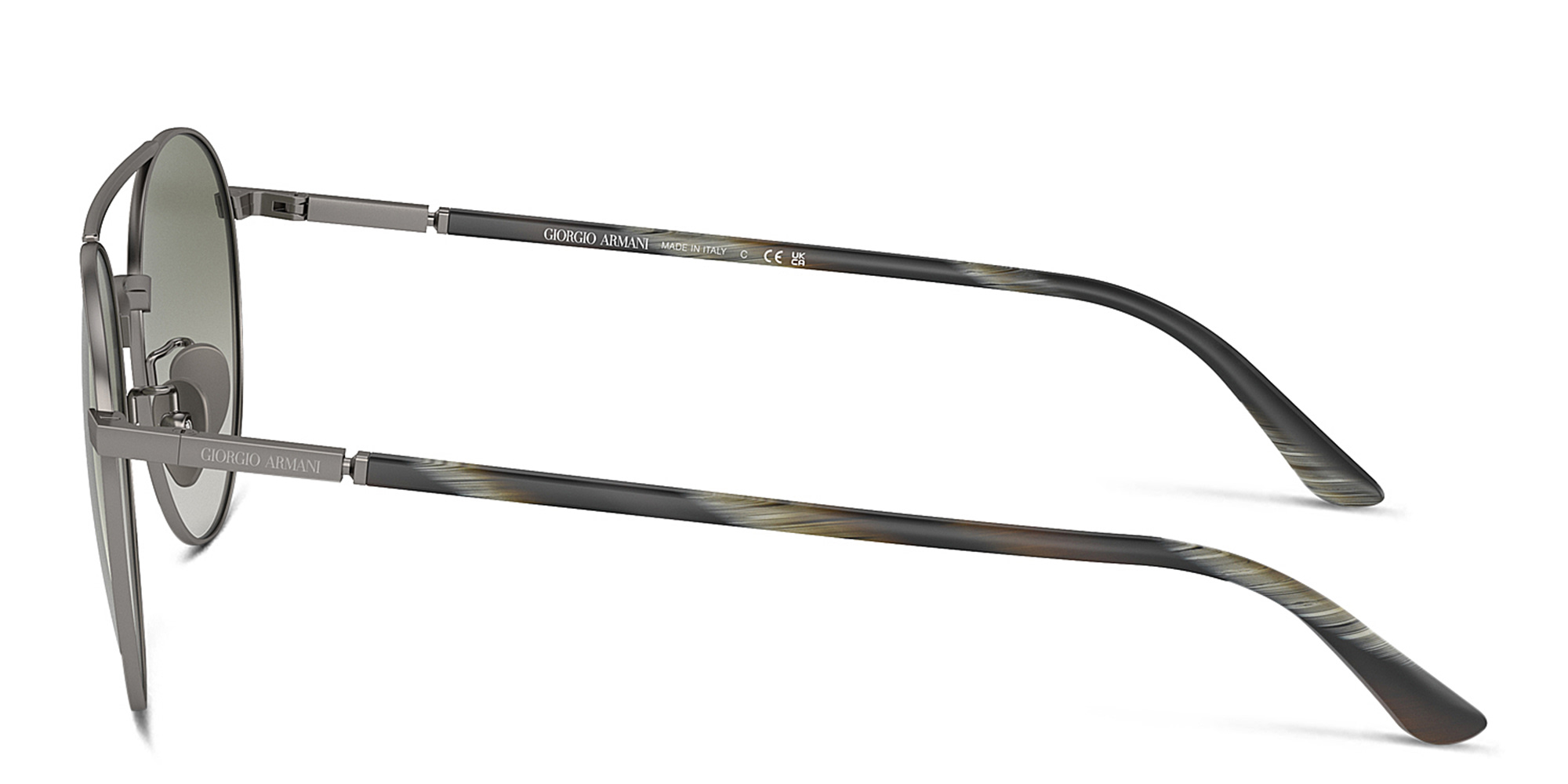 Shop GIORGIO ARMANI Logo Round Sunglasses in Gunmetal online.