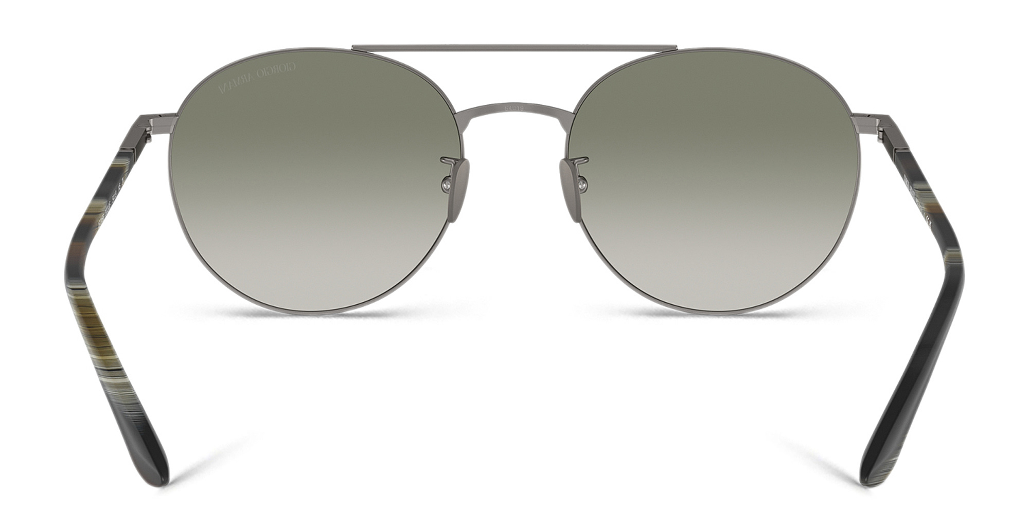 Shop GIORGIO ARMANI Logo Round Sunglasses in Gunmetal online.