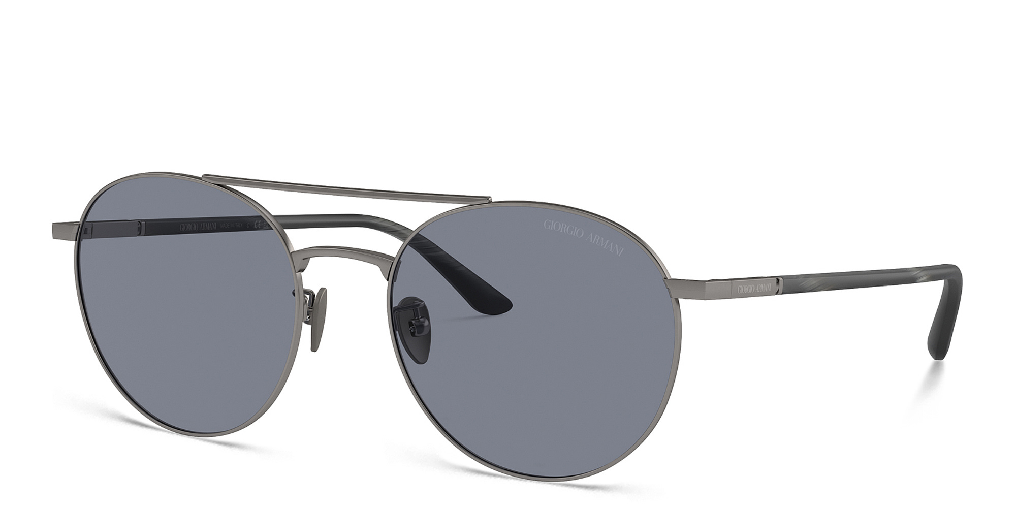 تسوق نظارات شمسية دائرية بشعار العلامة جورجو أرماني بلون رصاصي أونلاين.