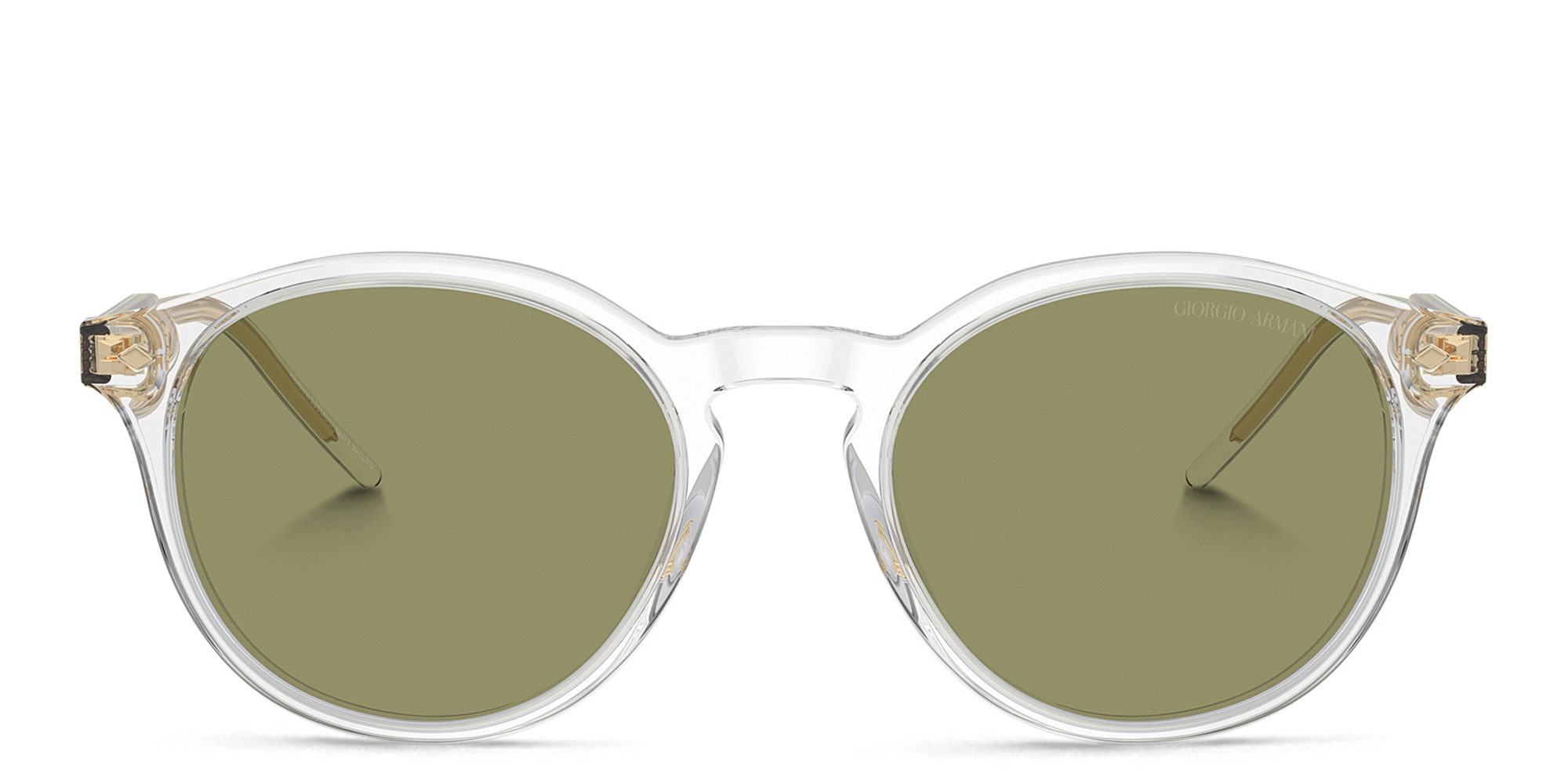 Shop GIORGIO ARMANI Logo Panthos Sunglasses in Clear online.