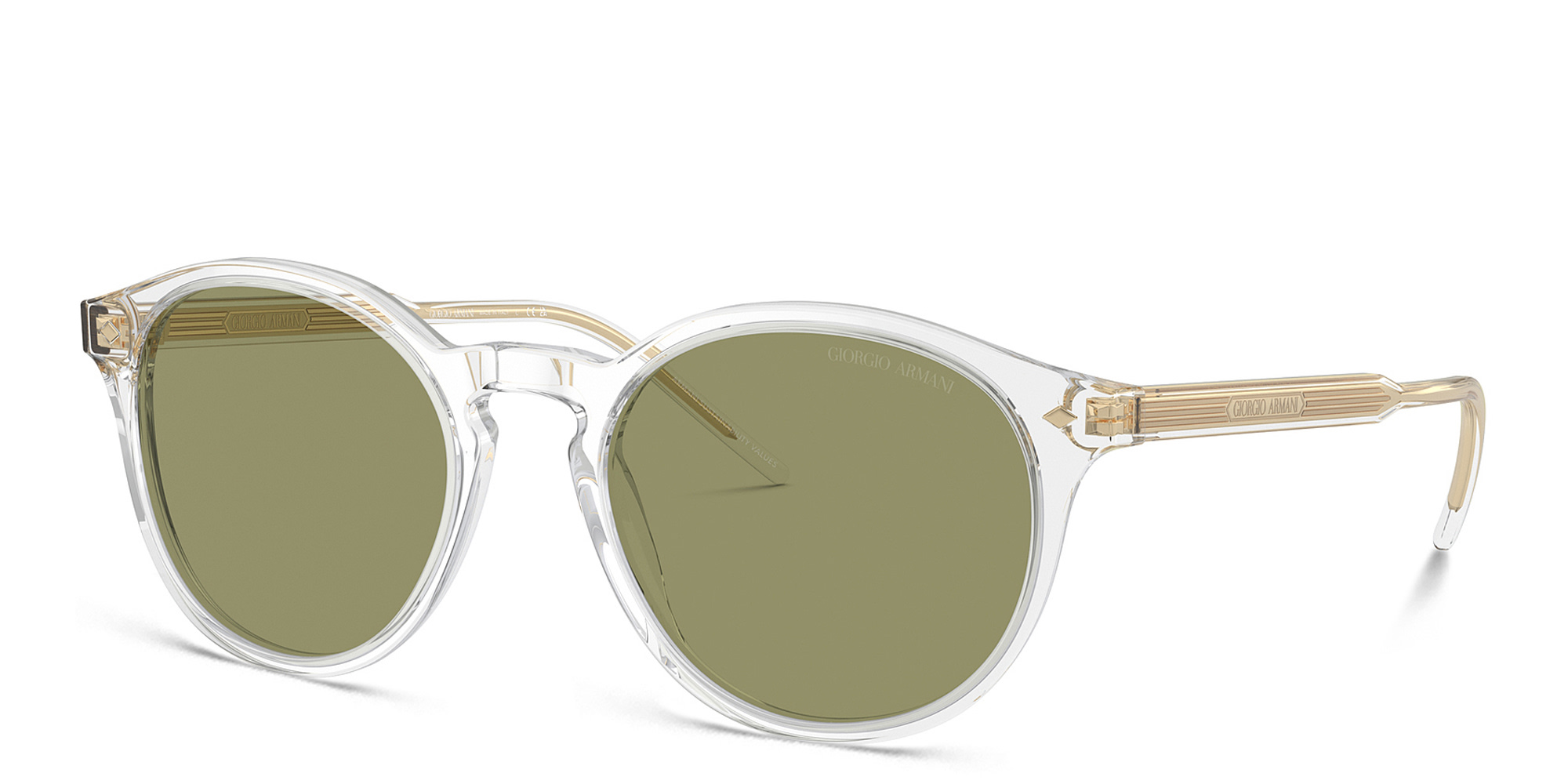 Shop GIORGIO ARMANI Logo Panthos Sunglasses in Clear online.