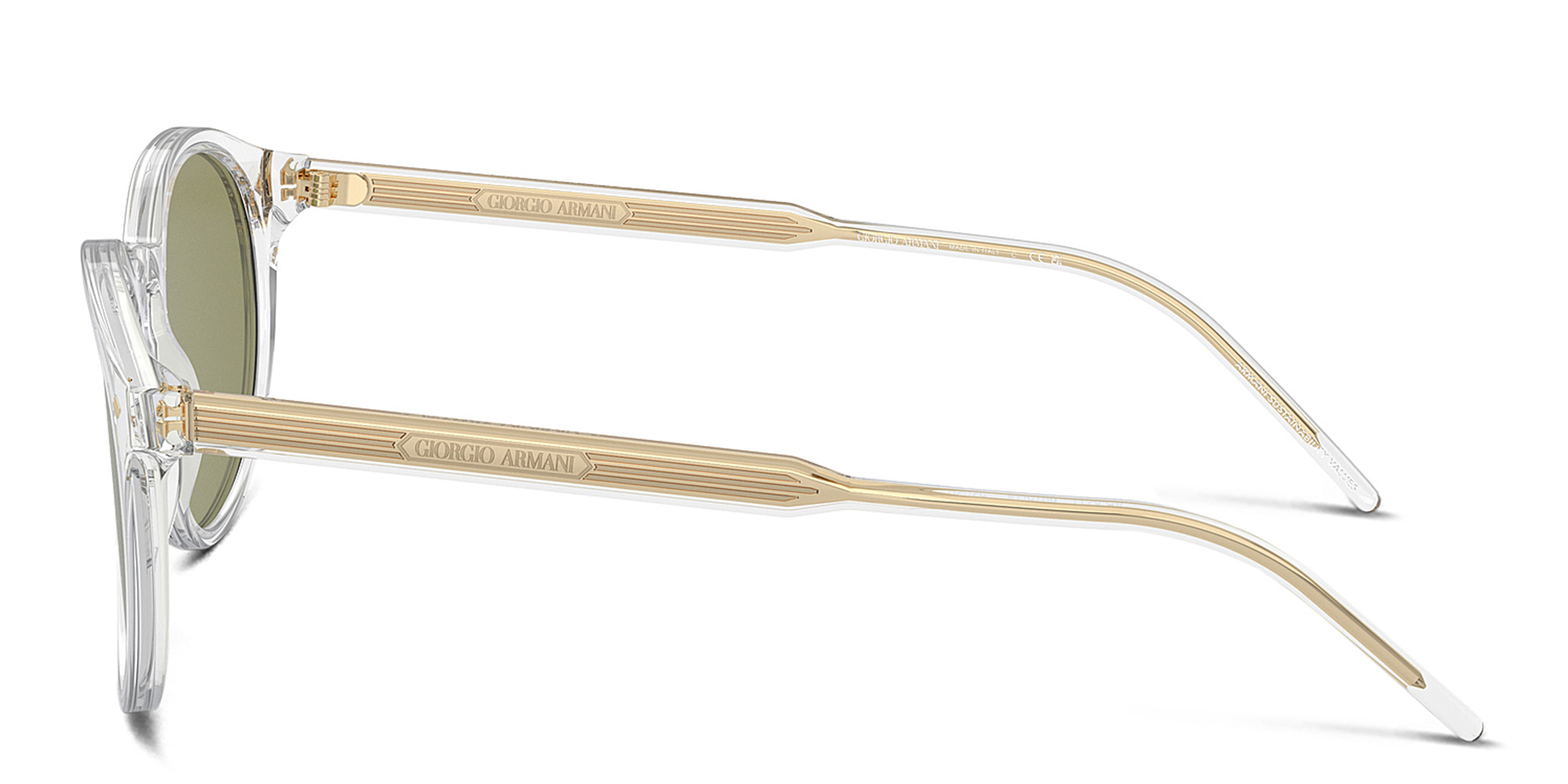 Shop GIORGIO ARMANI Logo Panthos Sunglasses in Clear online.