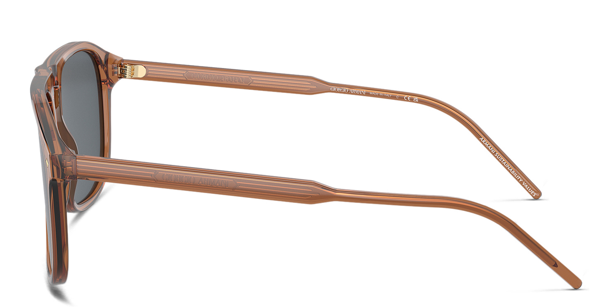 Shop GIORGIO ARMANI Logo Square Sunglasses in Transparent Brown online.