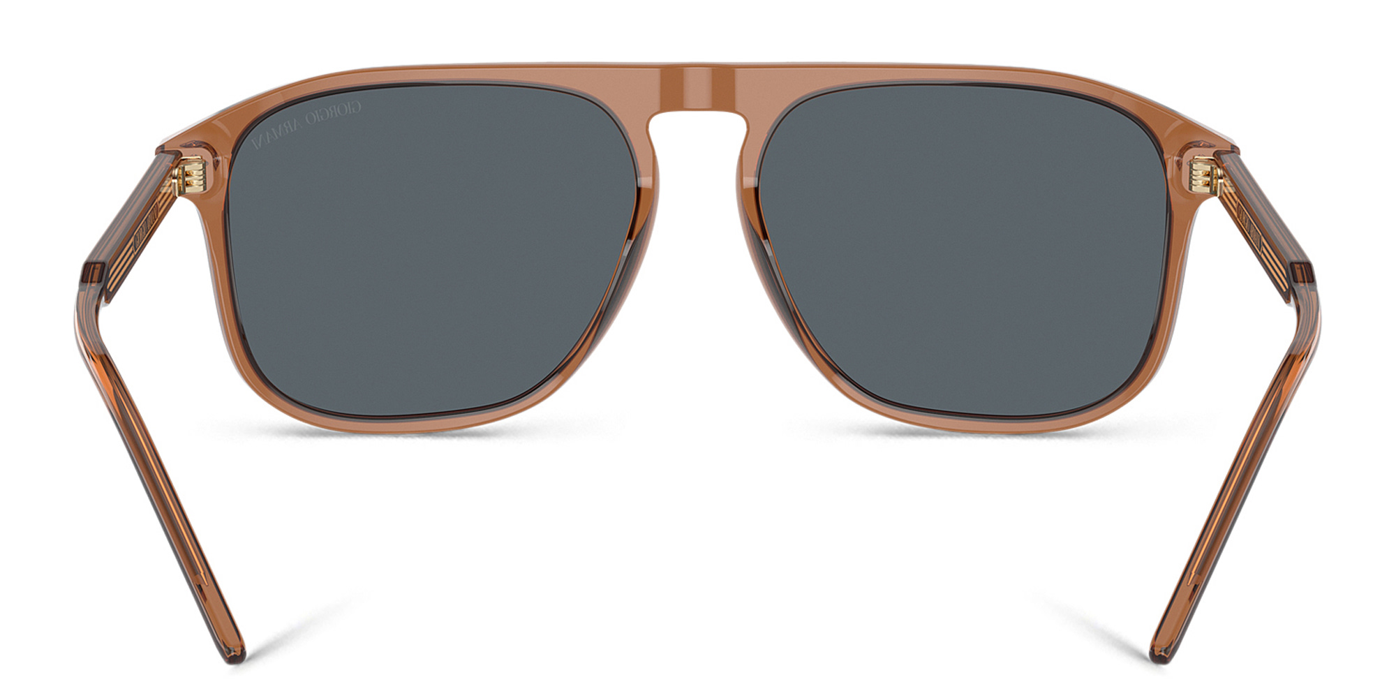 Shop GIORGIO ARMANI Logo Square Sunglasses in Transparent Brown online.