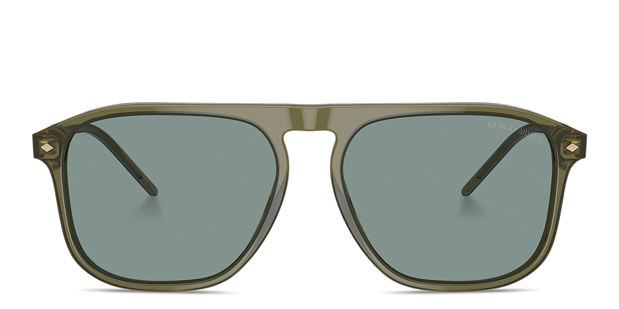 Shop GIORGIO ARMANI Logo Square Sunglasses in Green online.