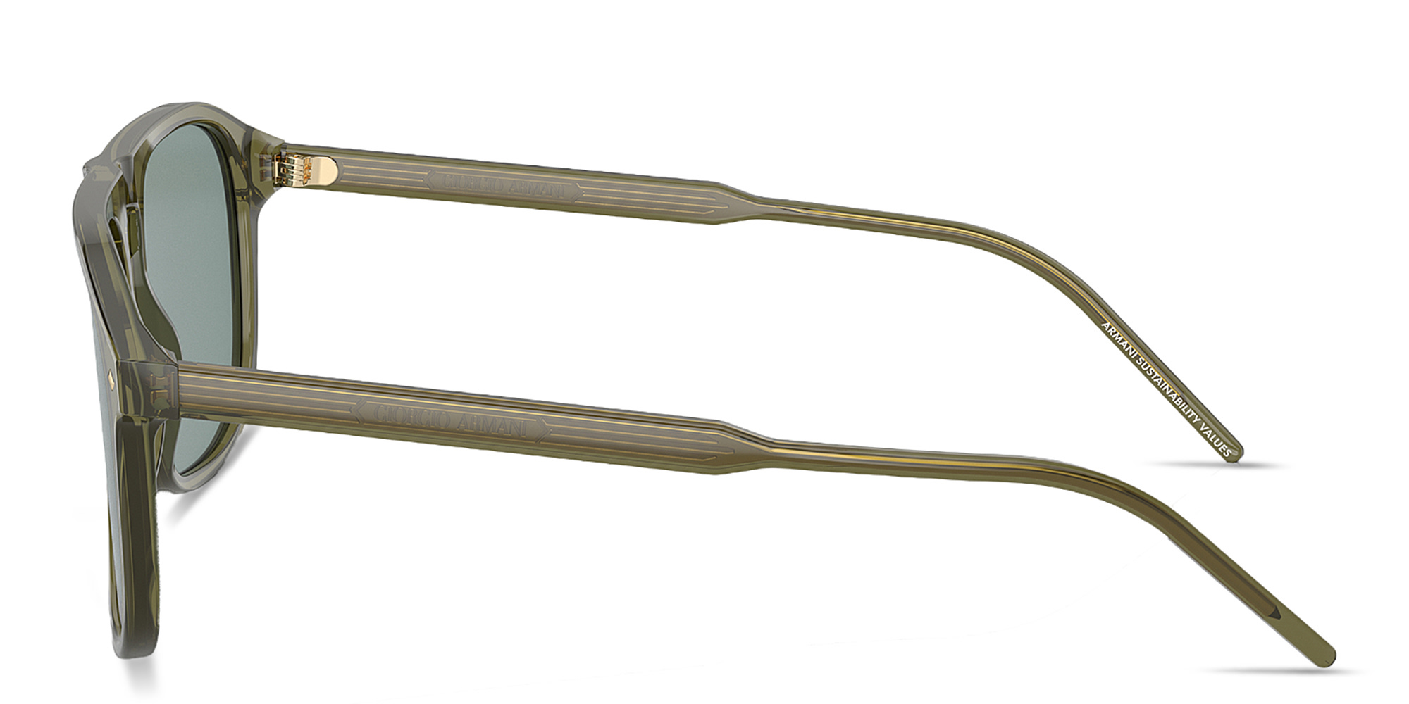 Shop GIORGIO ARMANI Logo Square Sunglasses in Green online.