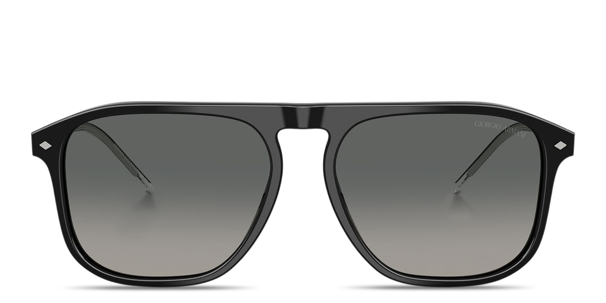Shop GIORGIO ARMANI Logo Engraved Square Sunglasses in Black online.