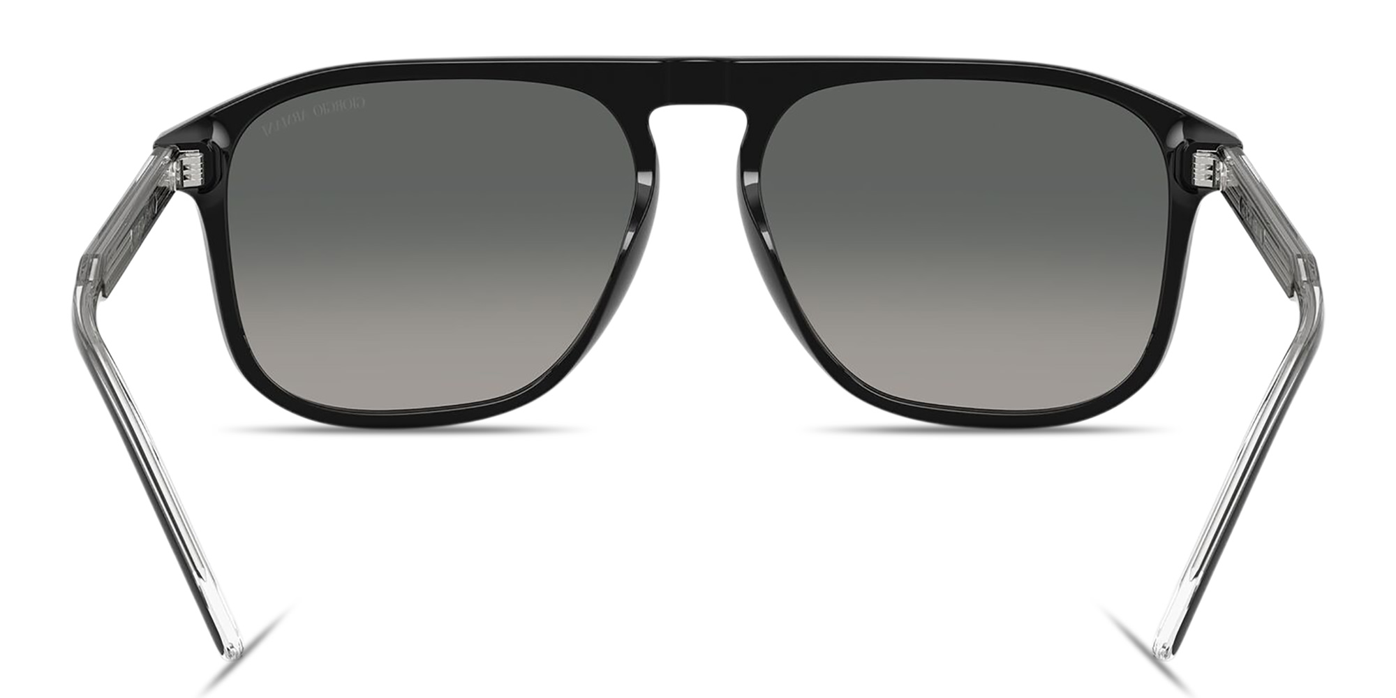 Shop GIORGIO ARMANI Logo Engraved Square Sunglasses in Black online.