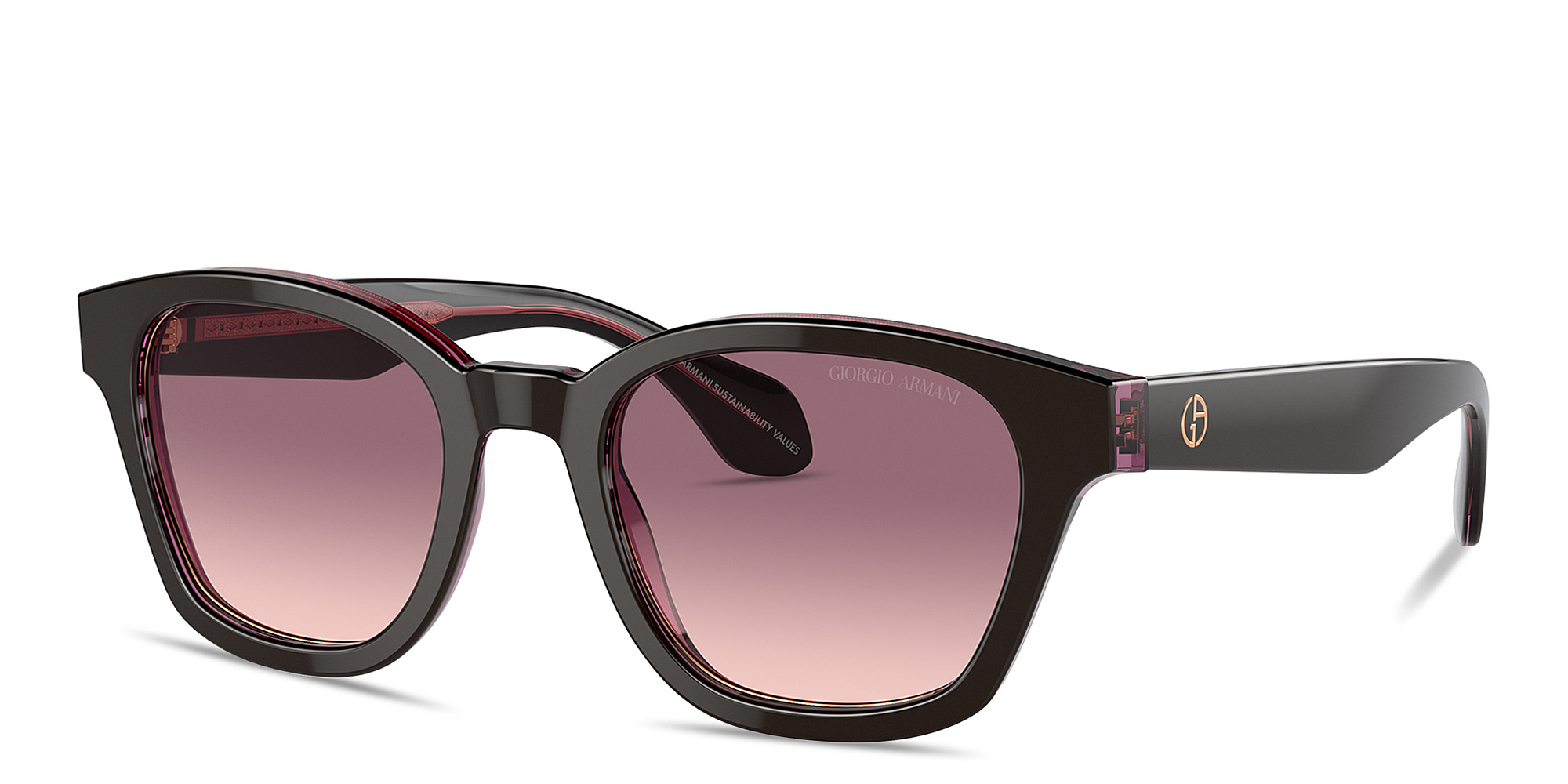 Shop GIORGIO ARMANI Armani Code Square Sunglasses in Top Brown Transparent Pink online.