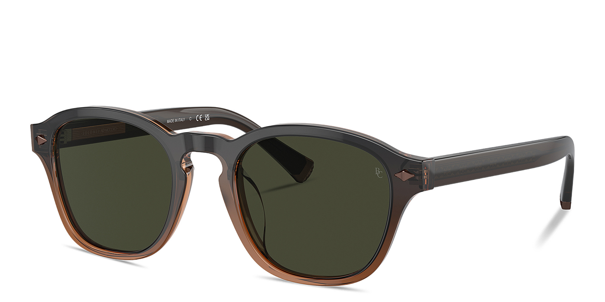 Shop BRUNELLO CUCINELLI Intarsia Rays Unisex Square Sunglasses in Havana online.
