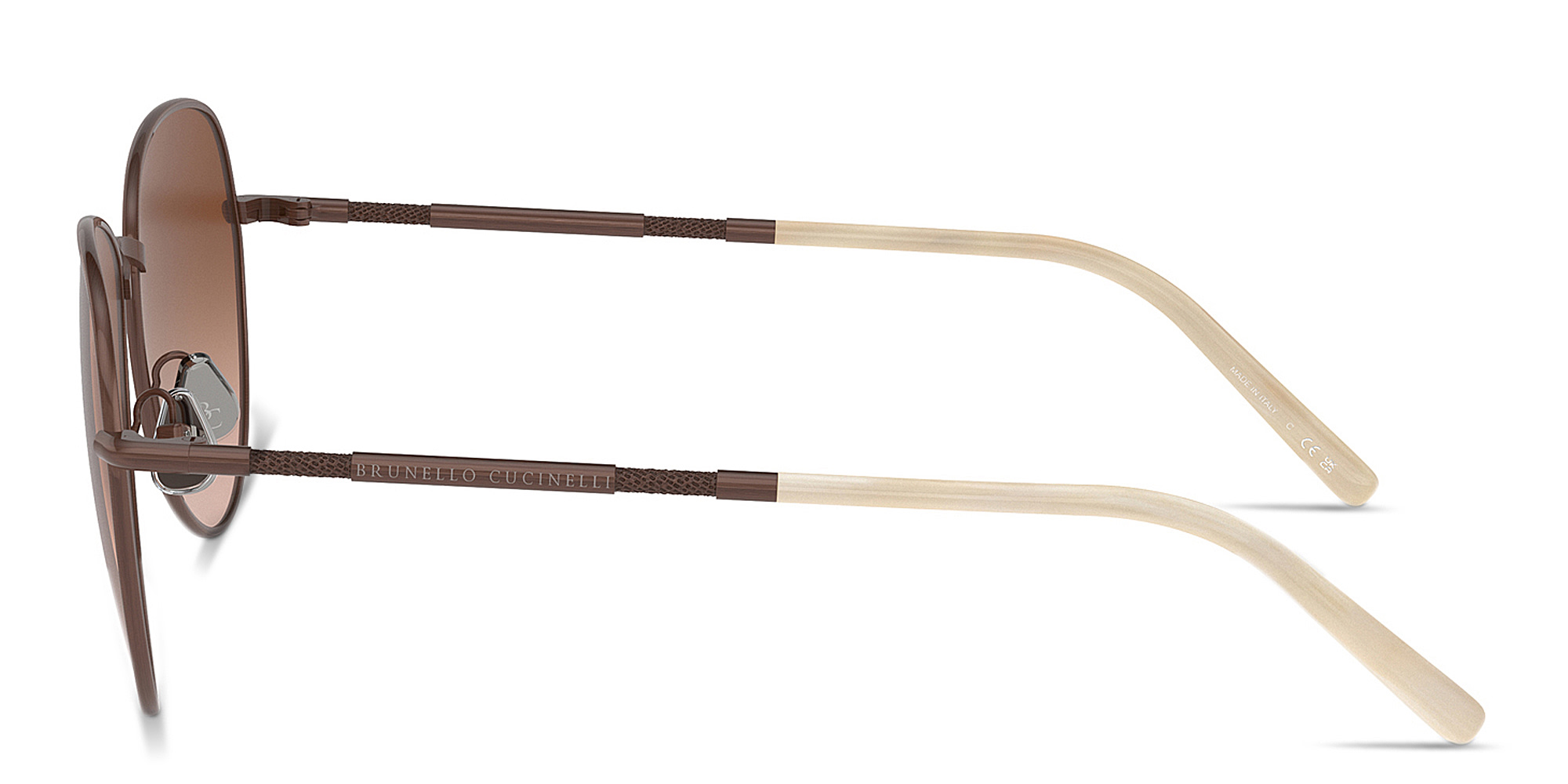 Shop BRUNELLO CUCINELLI Timeless Reflections Aviator Sunglasses in Brown online.