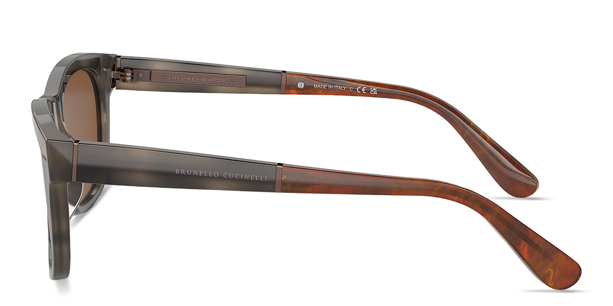 Shop BRUNELLO CUCINELLI Sartorial Sunset Unisex Square Sunglasses in Polished Havana online.