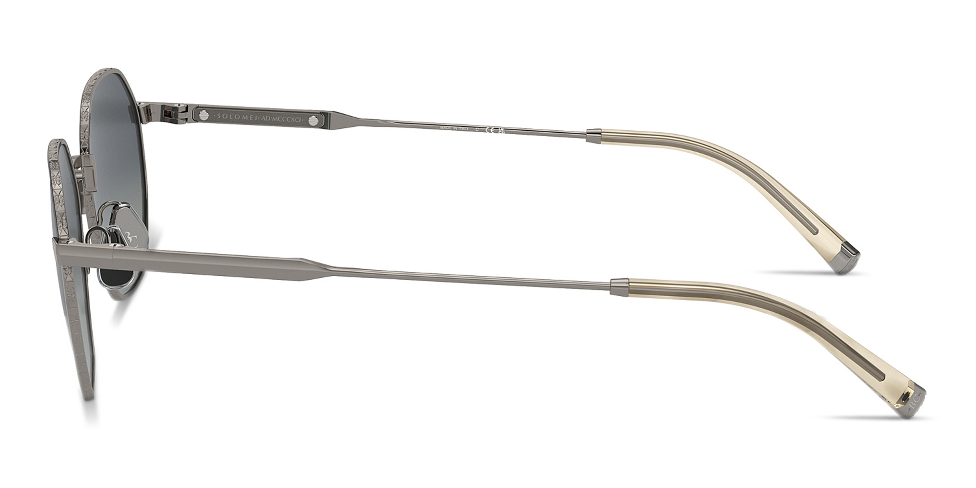 Shop BRUNELLO CUCINELLI Intarsia Rays Unisex Irregular Sunglasses in Gunmetal online.