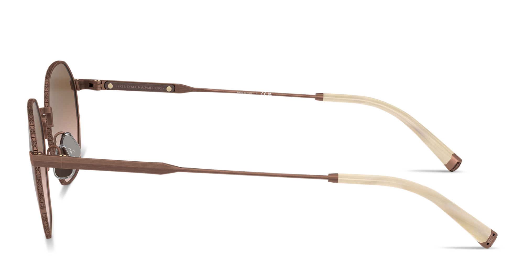 Shop BRUNELLO CUCINELLI Intarsia Rays Unisex Irregular Sunglasses in Brown online.