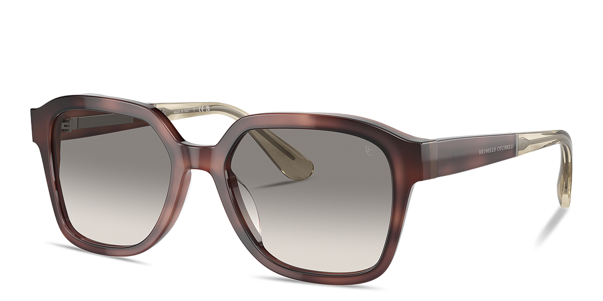 Shop BRUNELLO CUCINELLI Sartorial Sunset Unisex Irregular Sunglasses in Havana online.