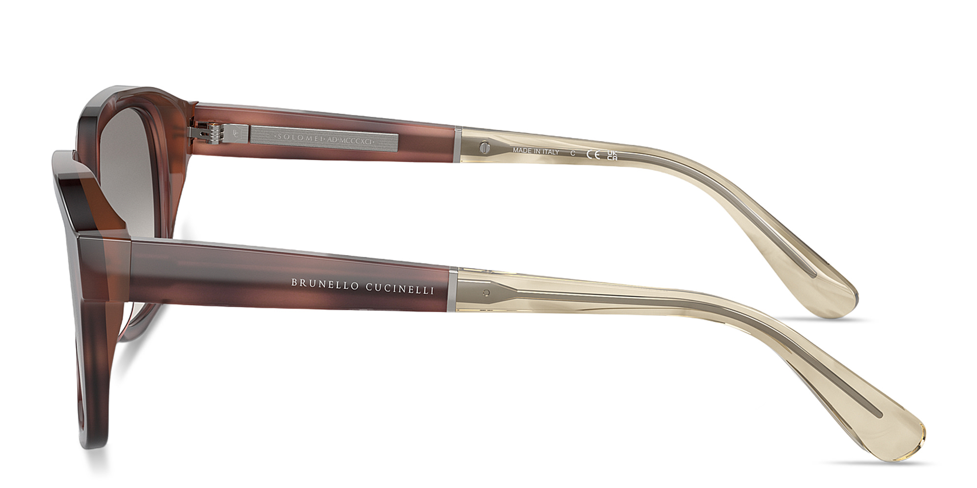 Shop BRUNELLO CUCINELLI Sartorial Sunset Unisex Irregular Sunglasses in Havana online.