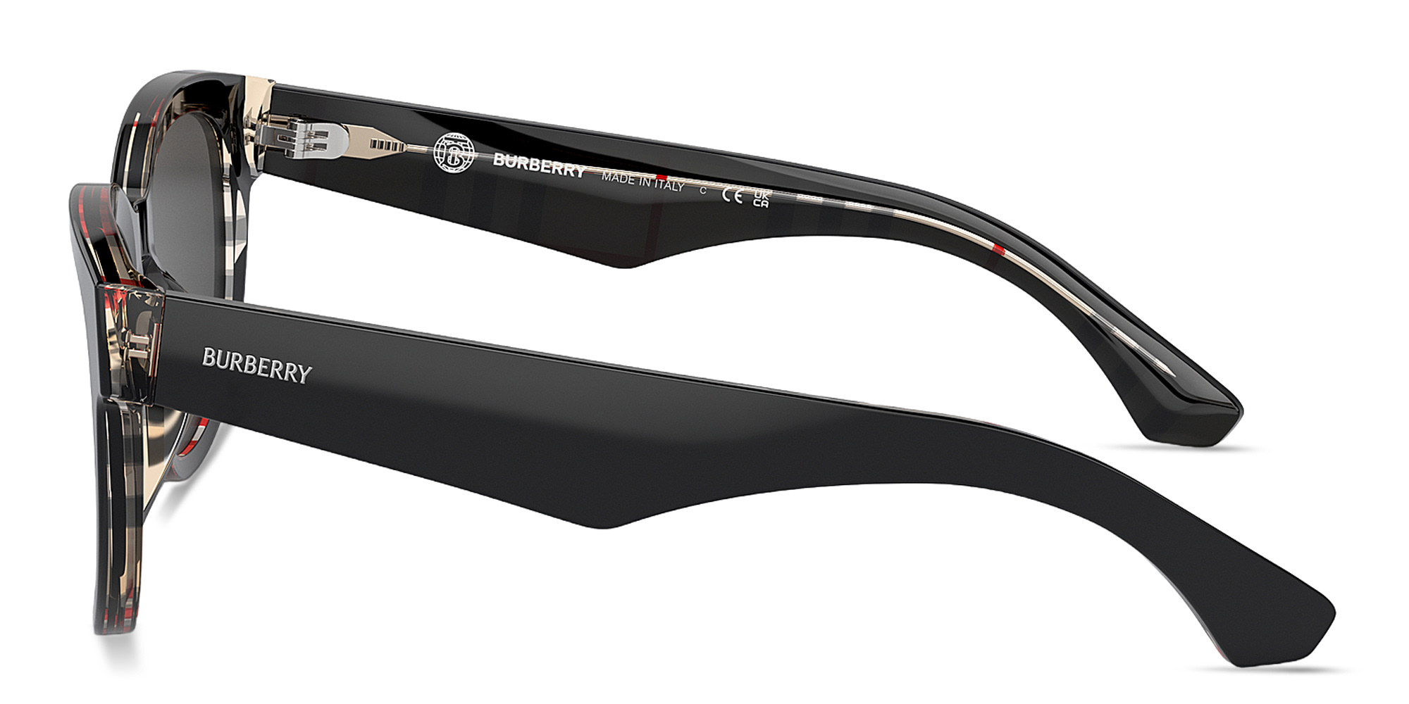 BURBERRY Logo Print Panthos Sunglasses in Black – Product Photo 3