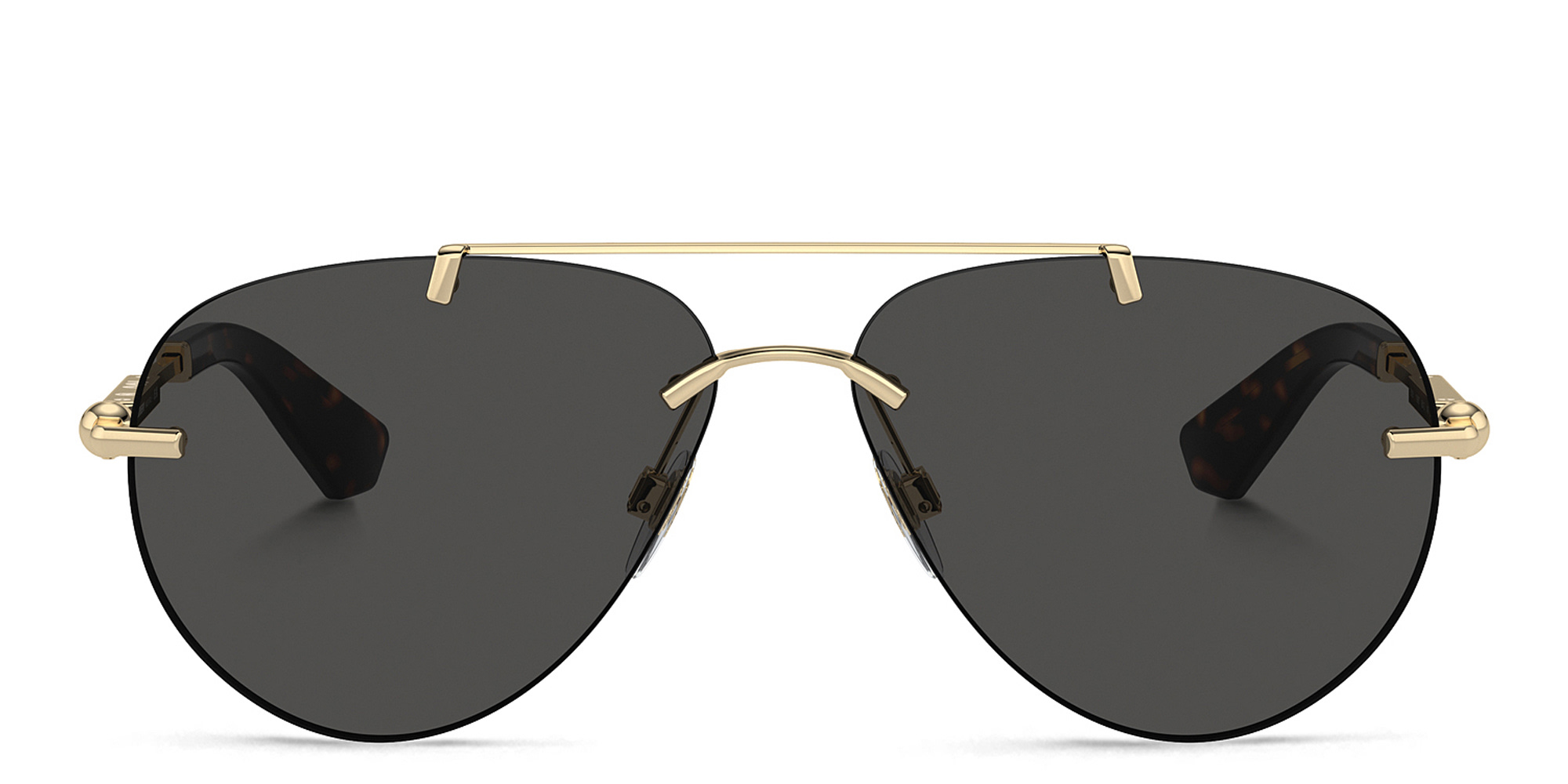 Shop BURBERRY Logo Rimless Pilot Sunglasses in Light Gold online.