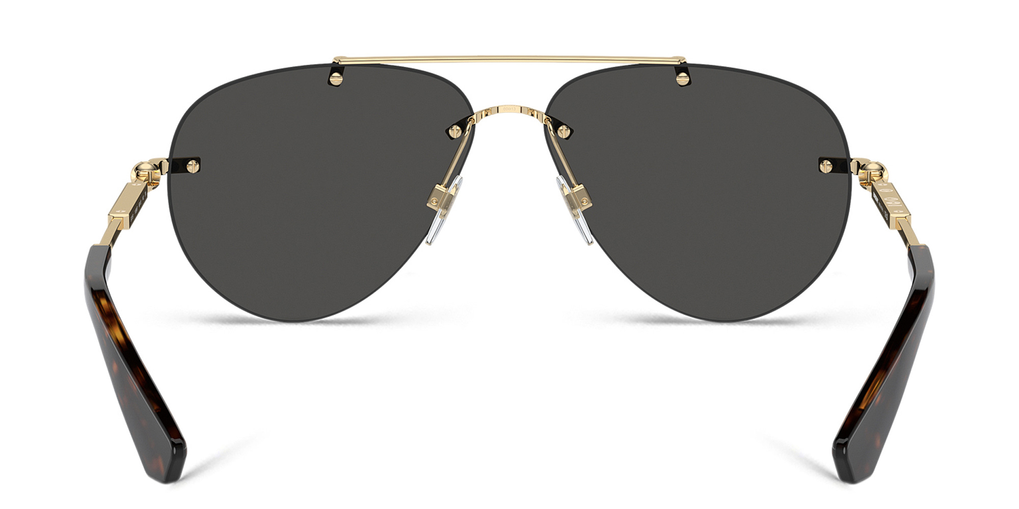Shop BURBERRY Logo Rimless Pilot Sunglasses in Light Gold online.
