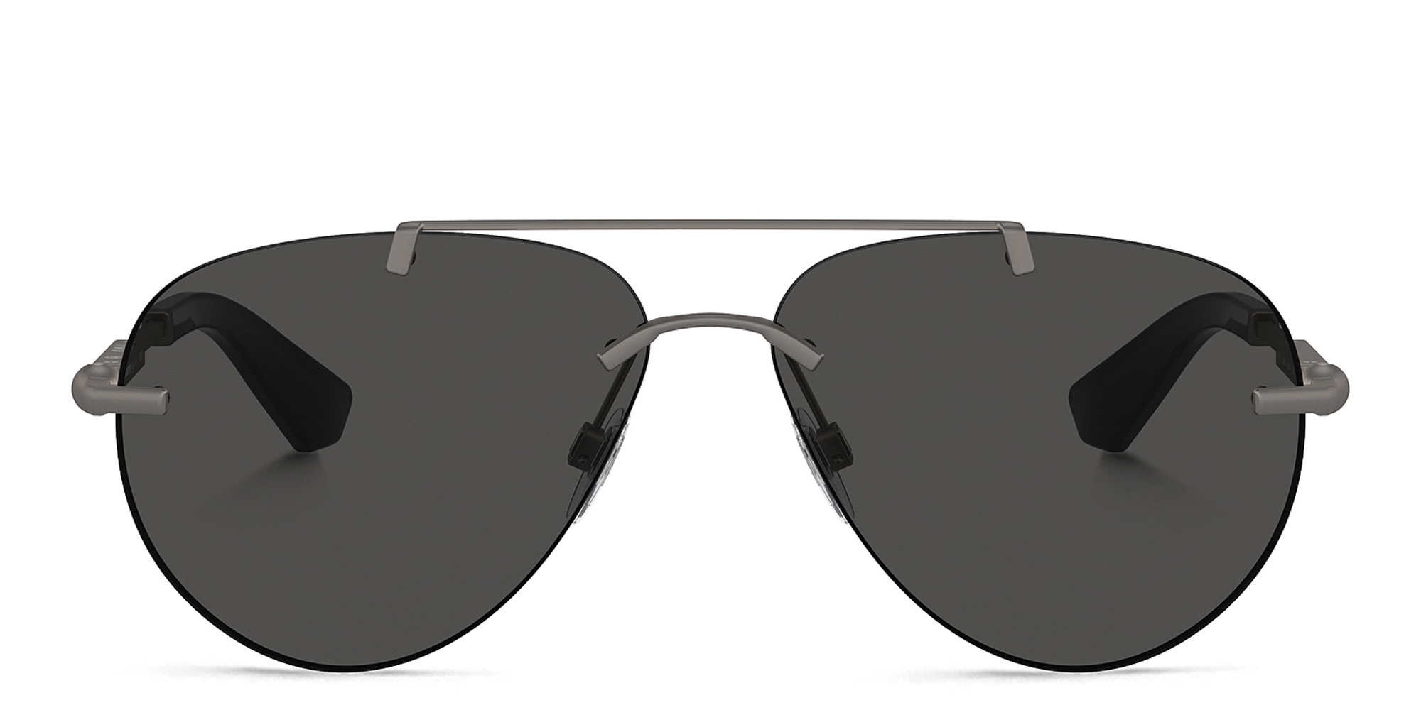 Shop BURBERRY Logo Rimless Pilot Sunglasses in Gunmetal online.