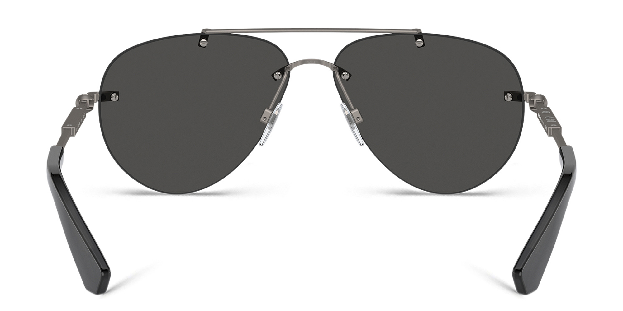 Shop BURBERRY Logo Rimless Pilot Sunglasses in Gunmetal online.