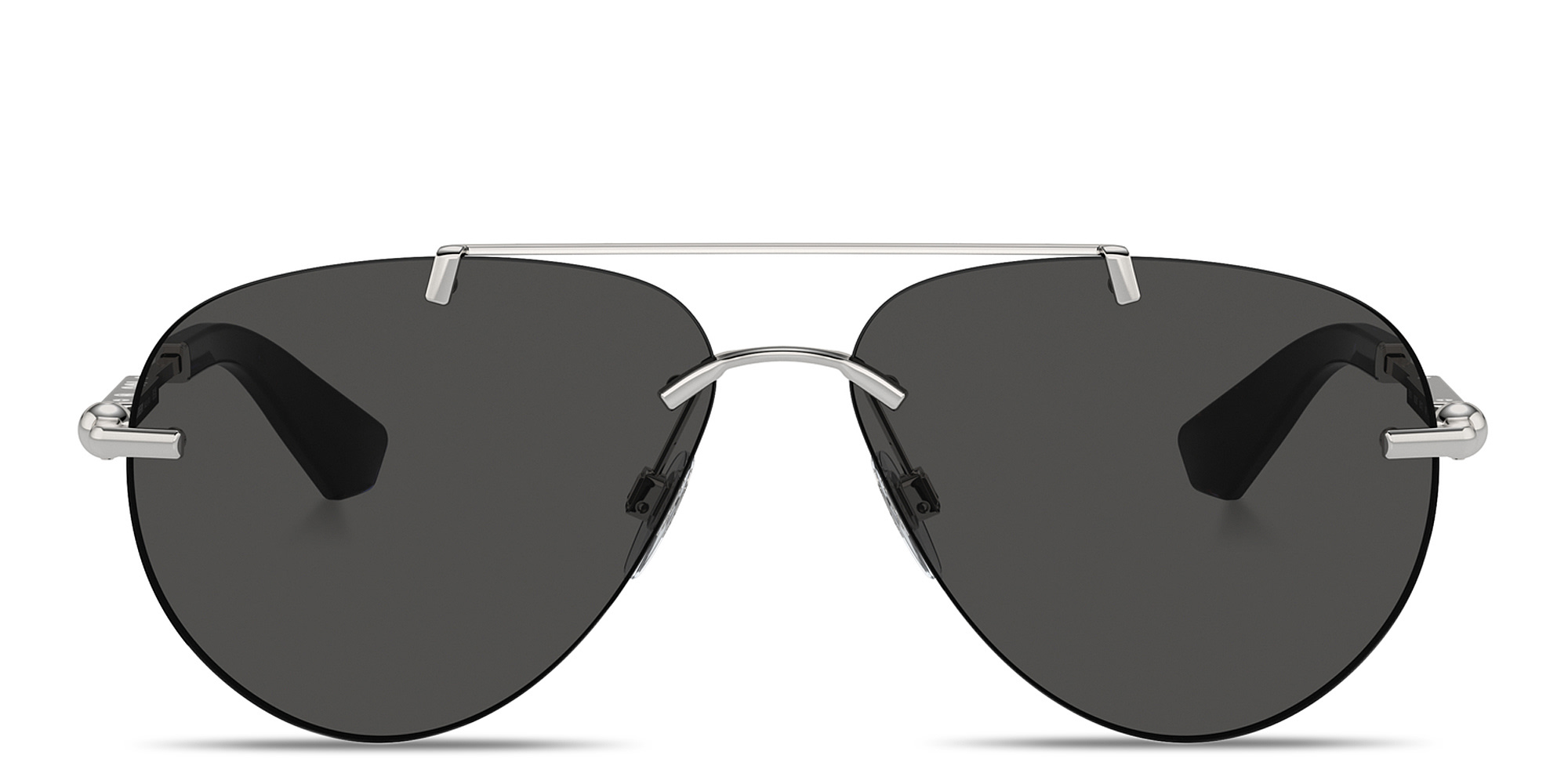 Shop BURBERRY Logo Signature Rimless Pilot Sunglasses in Silver online.