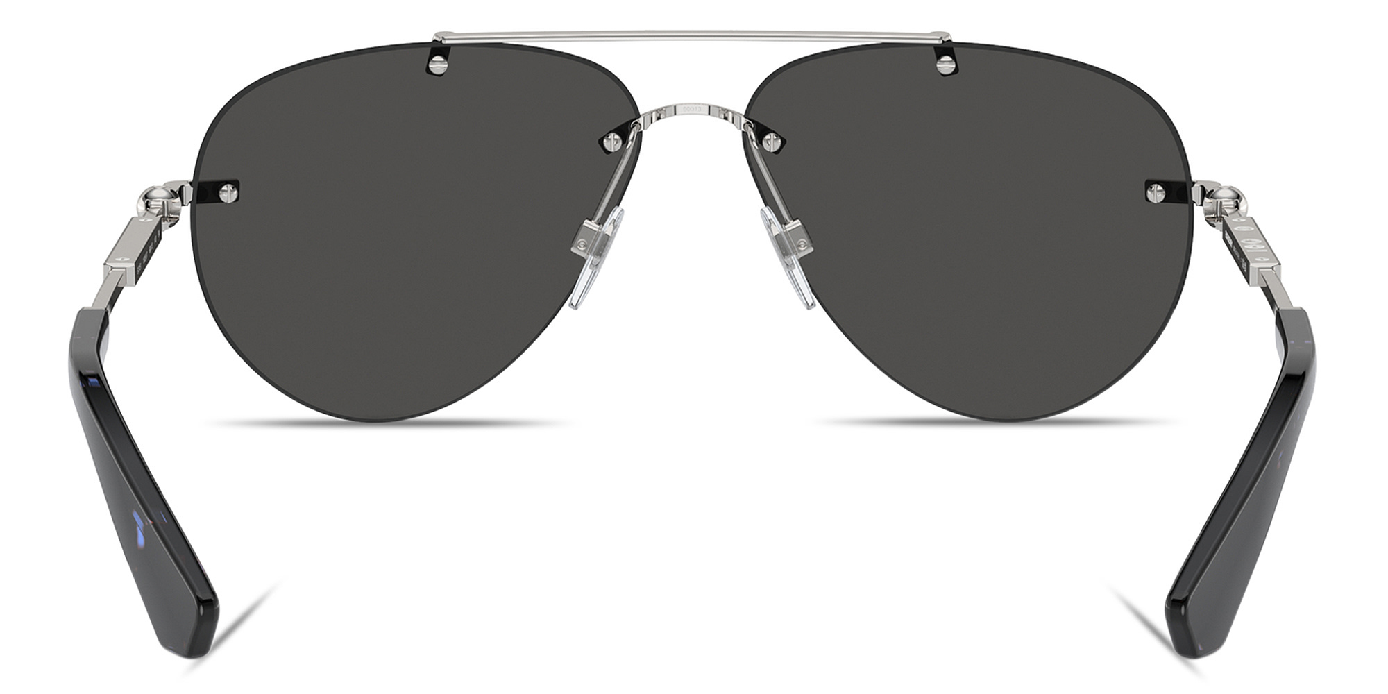 Shop BURBERRY Logo Signature Rimless Pilot Sunglasses in Silver online.