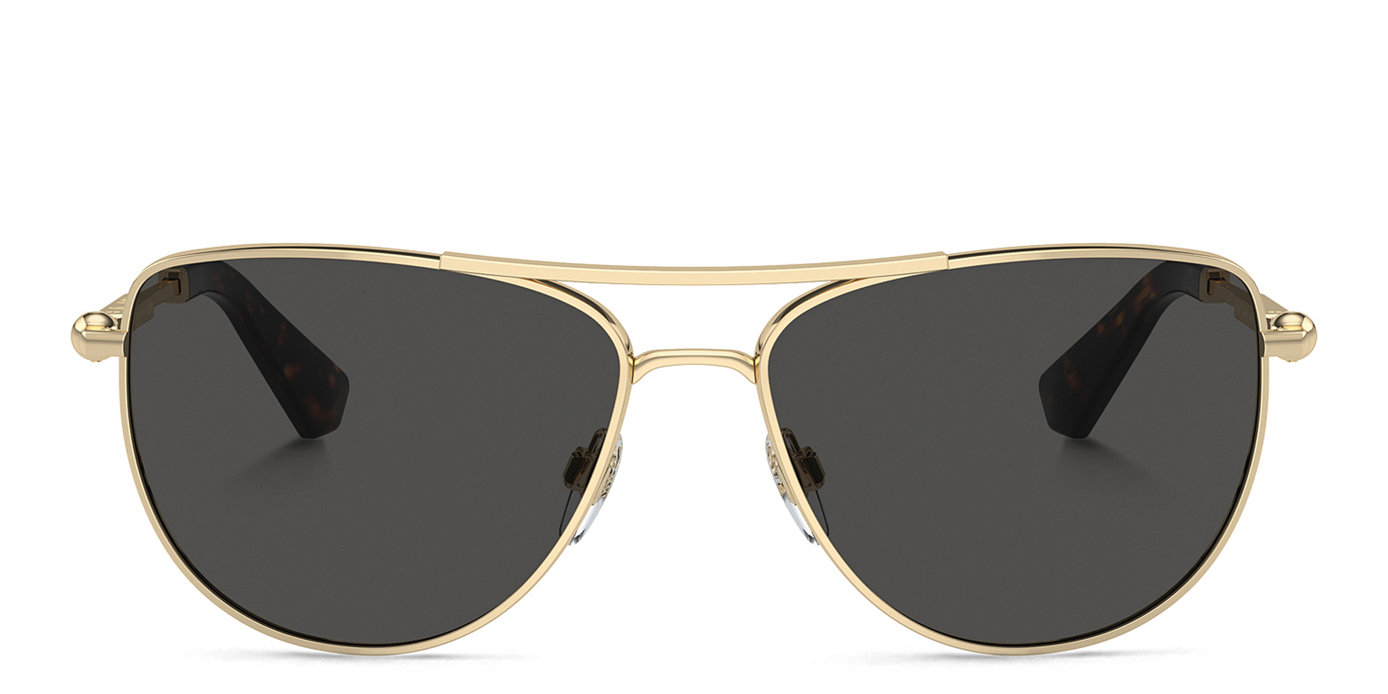 Shop BURBERRY Logo Aviator Sunglasses in Gold online.