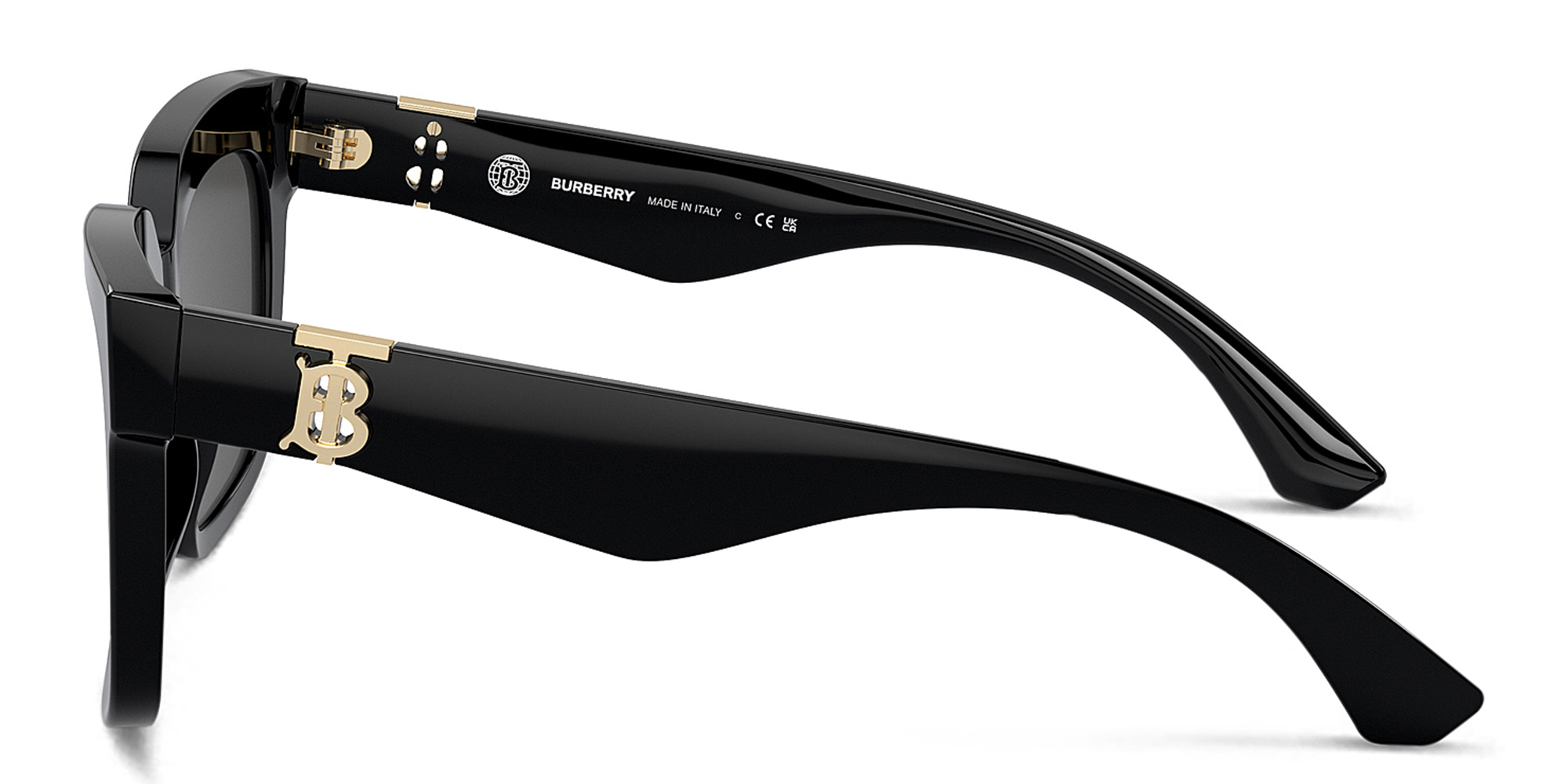 Shop BURBERRY TB Motif Square Sunglasses in Black online.