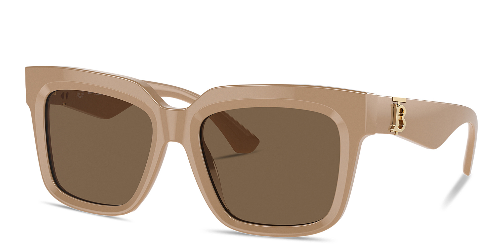 Shop BURBERRY TB Motif Square Sunglasses in Beige online.