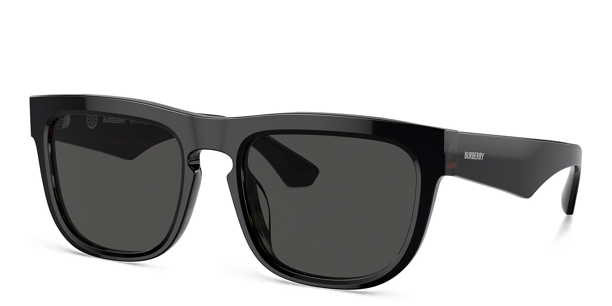 Shop BURBERRY Logo Square Sunglasses in Black online.