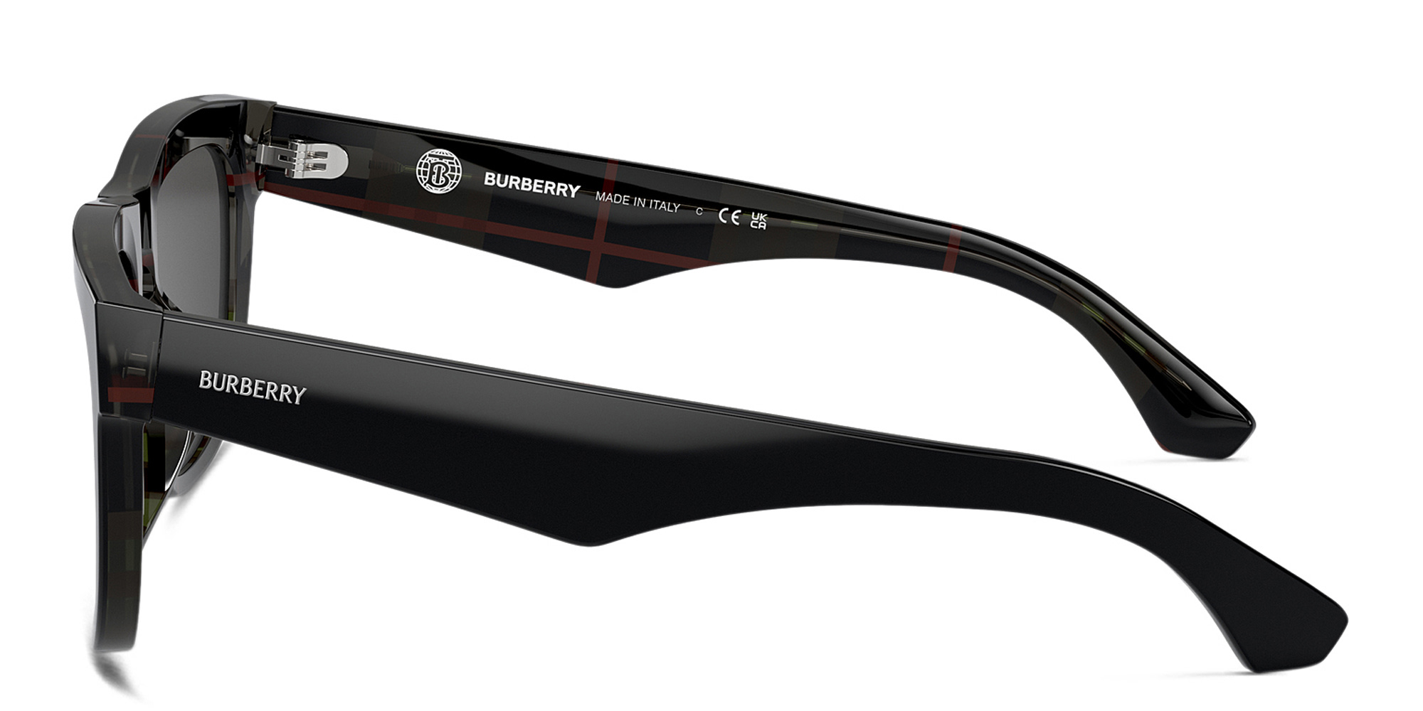 Shop BURBERRY Logo Square Sunglasses in Black online.