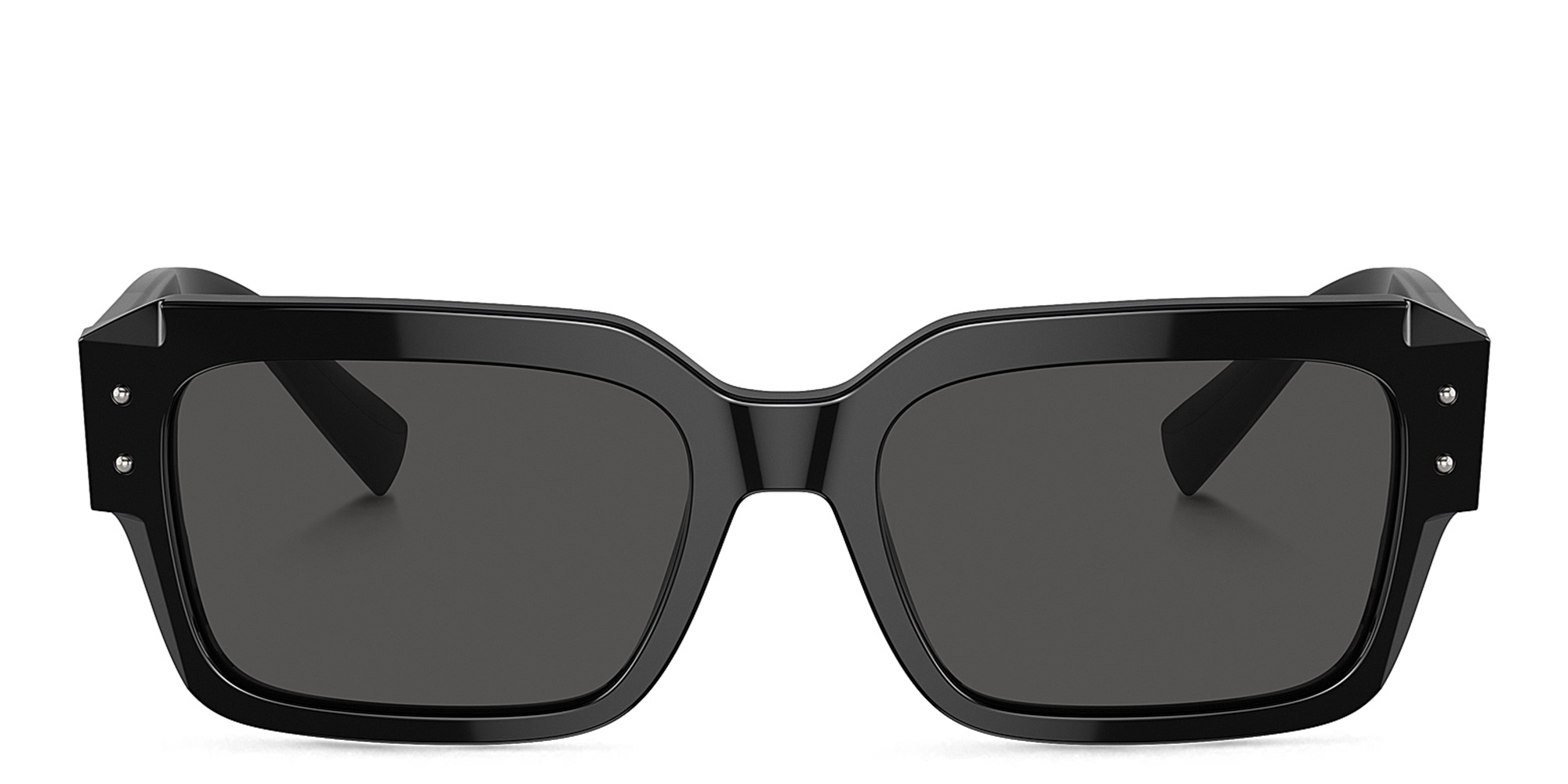 Shop Dolce & Gabbana Logo Rectangle Sunglasses in Black online.